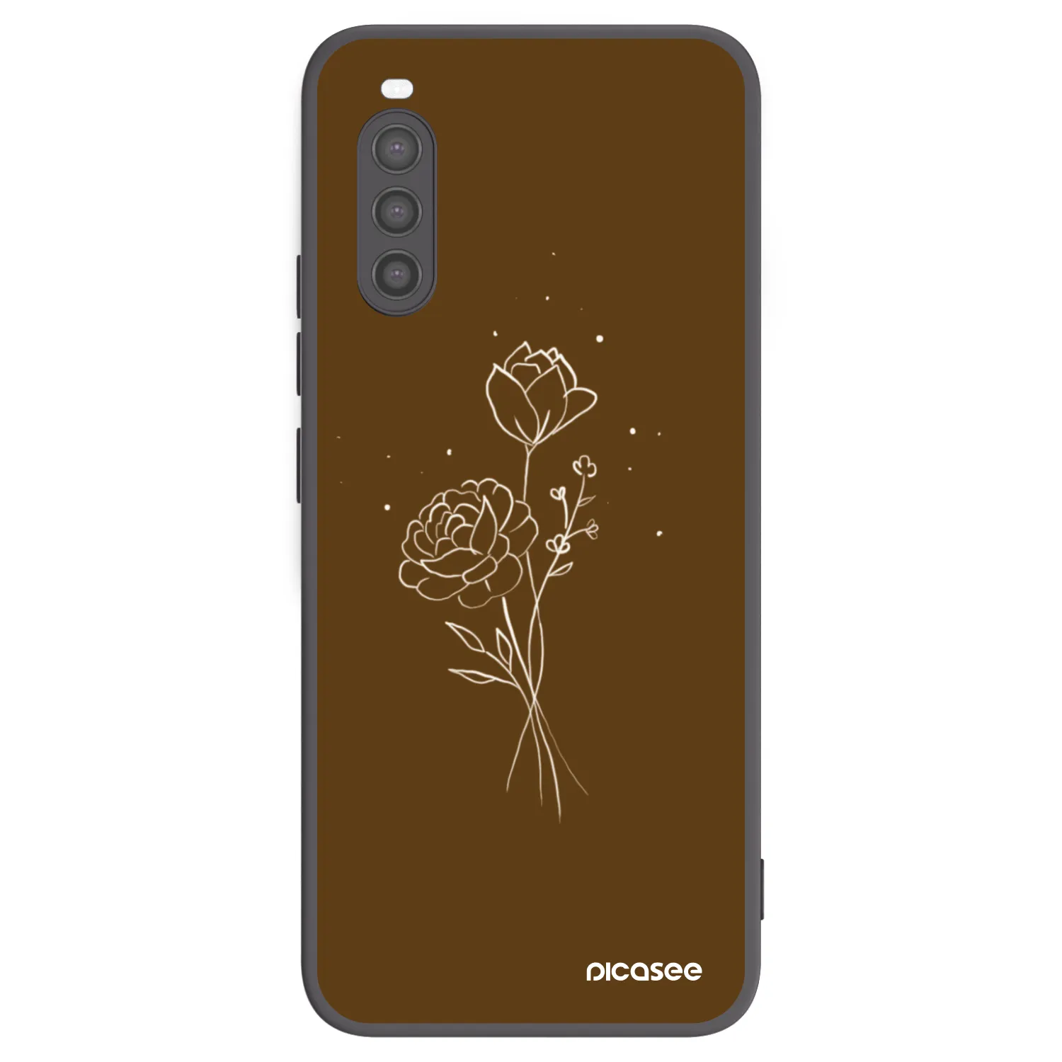 Picasee fekete szilikon tok az alábbi mobiltelefonokra Sony Xperia 10 II - Brown flowers