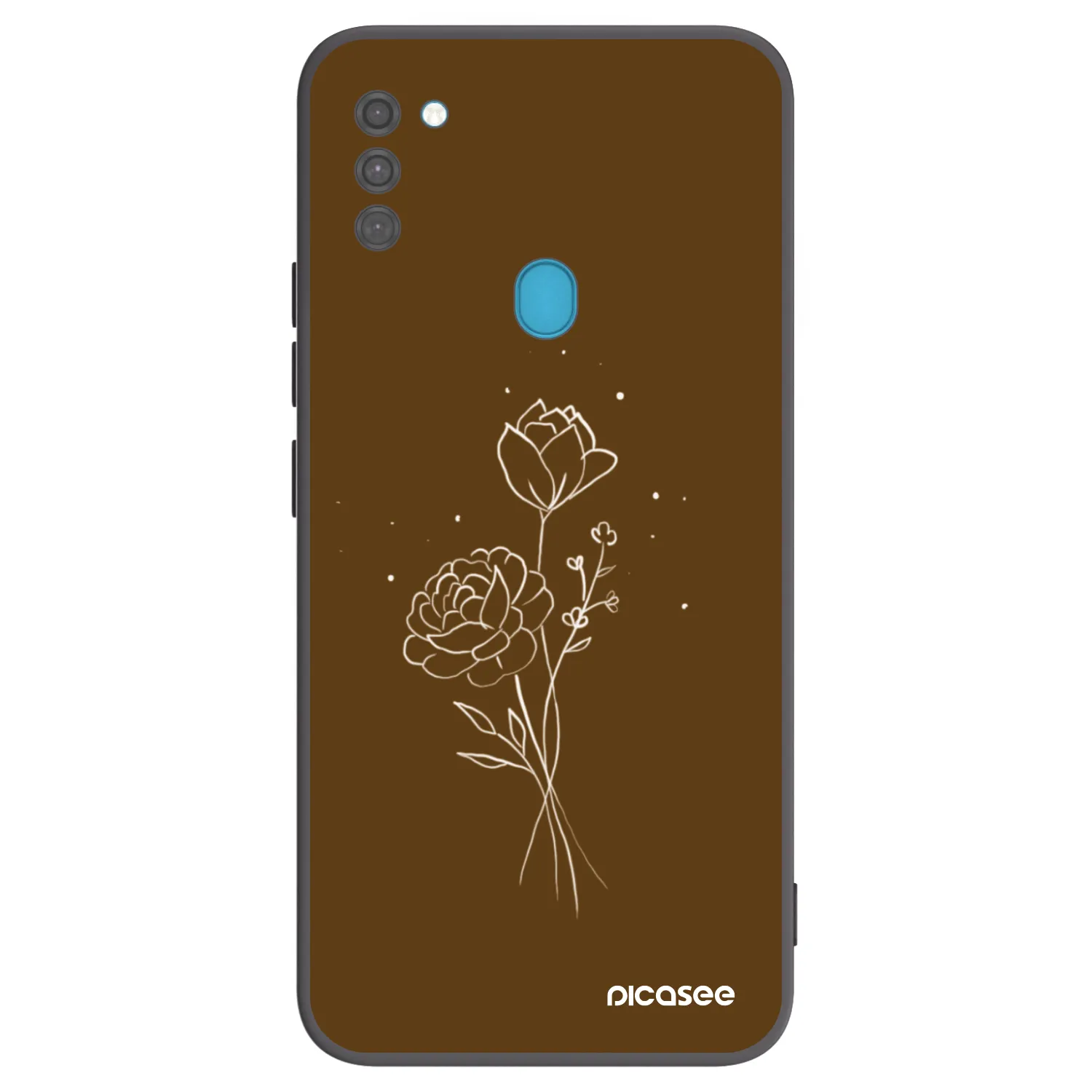 Picasee fekete szilikon tok az alábbi mobiltelefonokra Samsung Galaxy M11 - Brown flowers