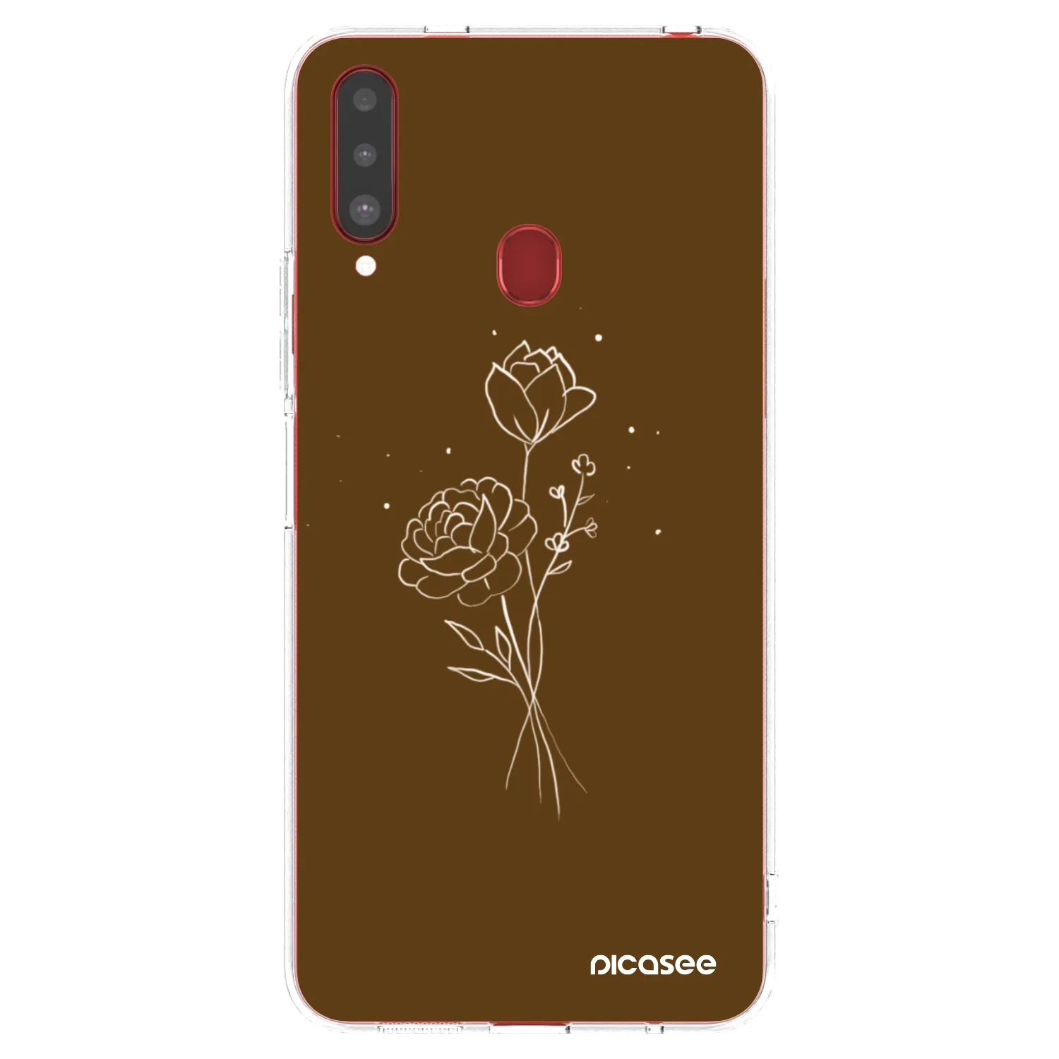 Picasee átlátszó szilikon tok az alábbi mobiltelefonokra Samsung Galaxy A20s - Brown flowers