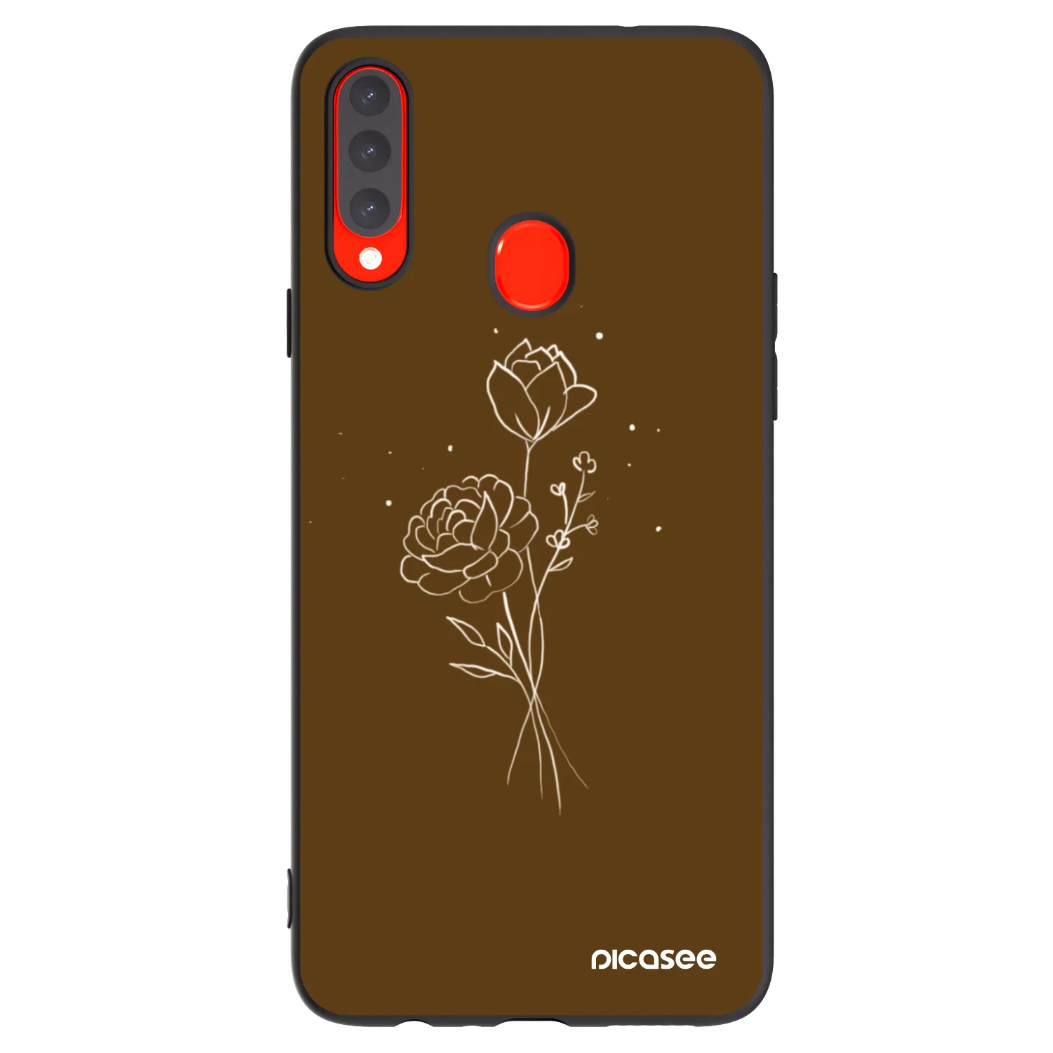 Picasee fekete szilikon tok az alábbi mobiltelefonokra Samsung Galaxy A20s - Brown flowers