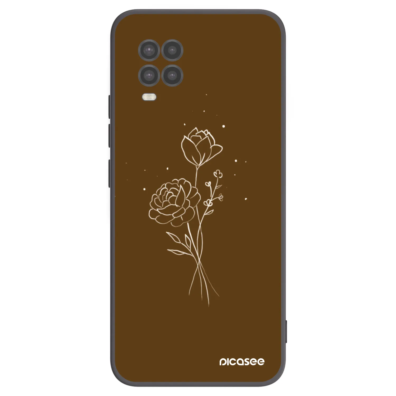 Picasee fekete szilikon tok az alábbi mobiltelefonokra Xiaomi Mi 10 Lite - Brown flowers
