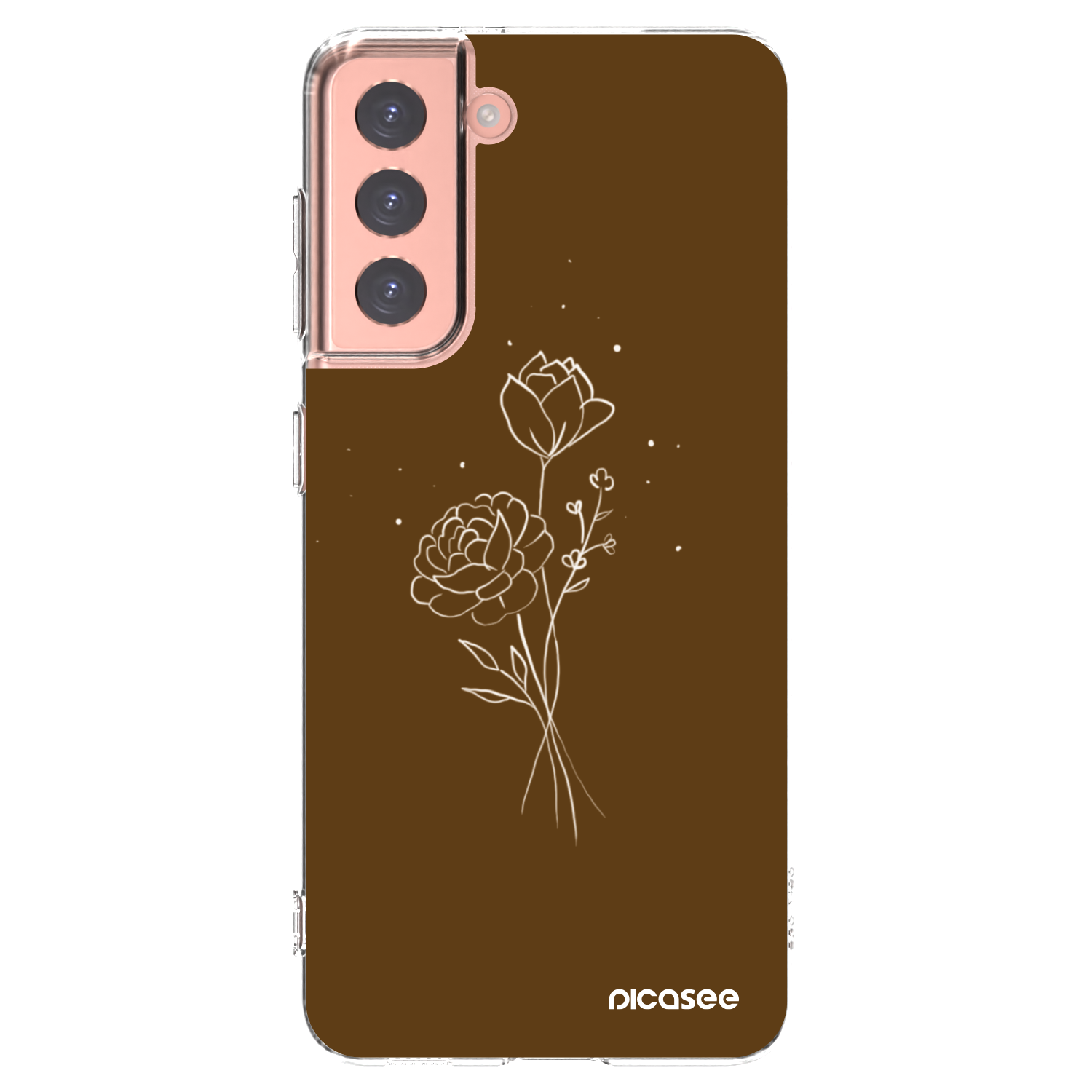 Picasee átlátszó szilikon tok az alábbi mobiltelefonokra Samsung Galaxy S21 5G G991B - Brown flowers