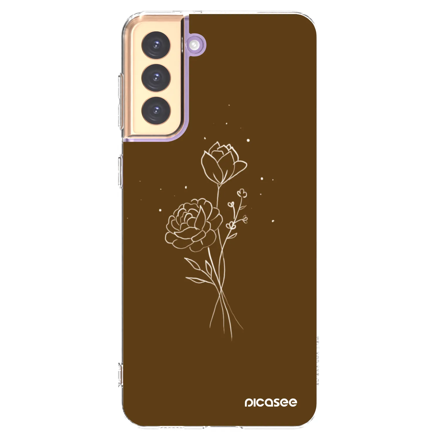 Picasee átlátszó szilikon tok az alábbi mobiltelefonokra Samsung Galaxy S21+ 5G G996F - Brown flowers
