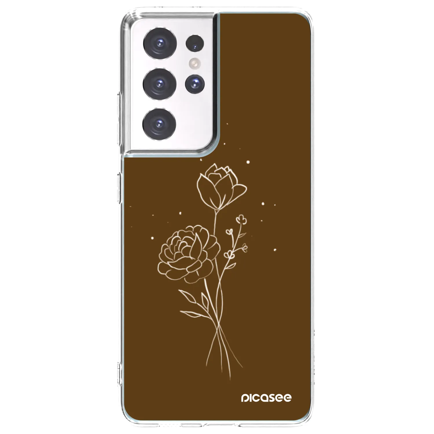 Picasee átlátszó szilikon tok az alábbi mobiltelefonokra Samsung Galaxy S21 Ultra 5G G998B - Brown flowers