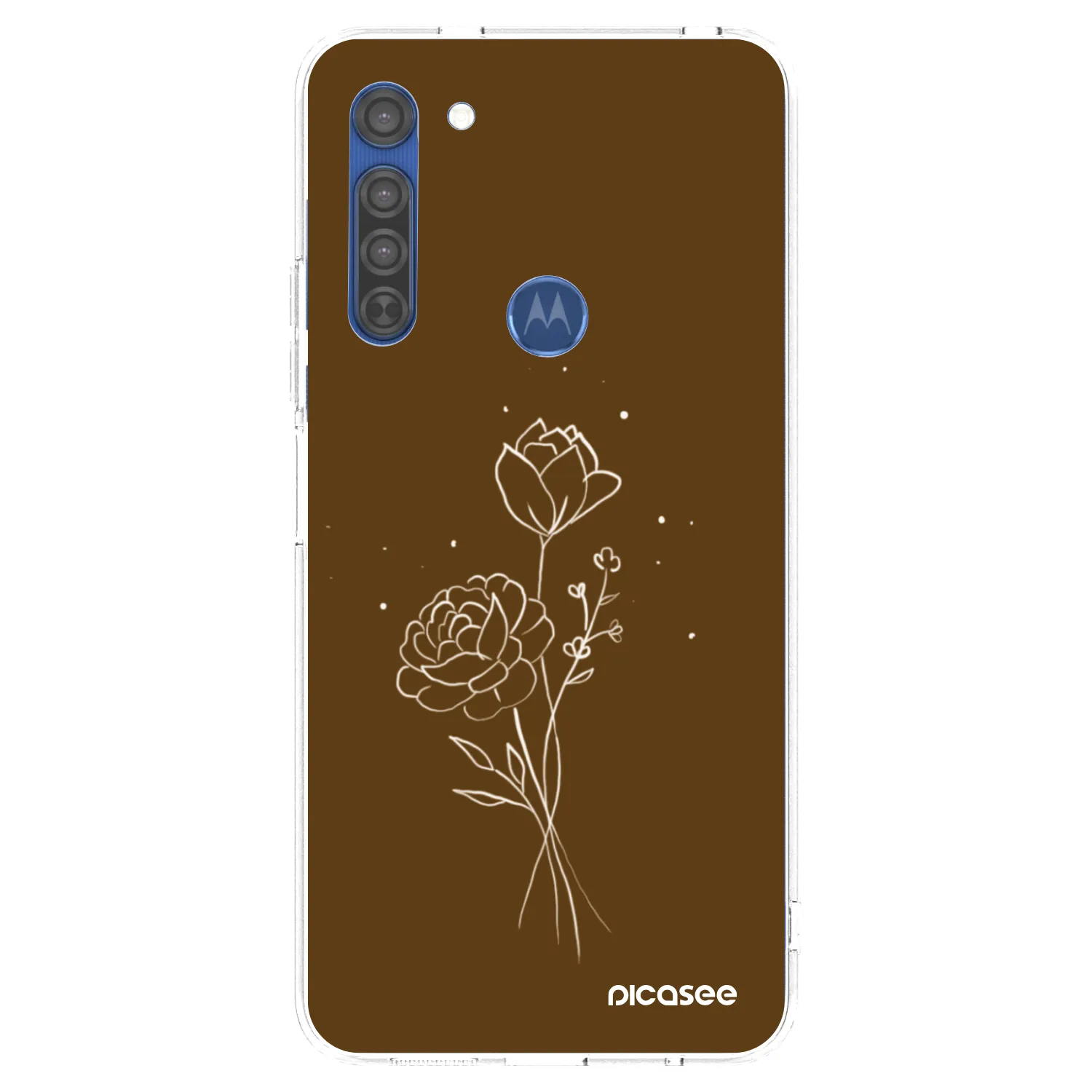 Picasee átlátszó szilikon tok az alábbi mobiltelefonokra Motorola Moto G8 - Brown flowers