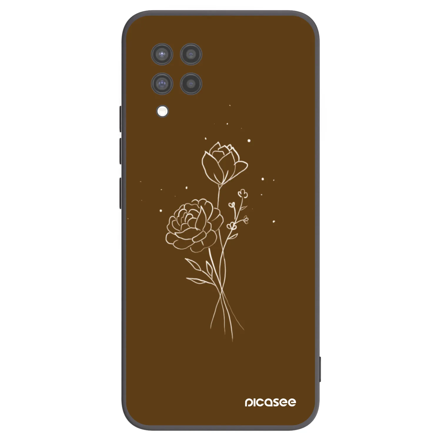 Picasee fekete szilikon tok az alábbi mobiltelefonokra Samsung Galaxy A42 A426B - Brown flowers