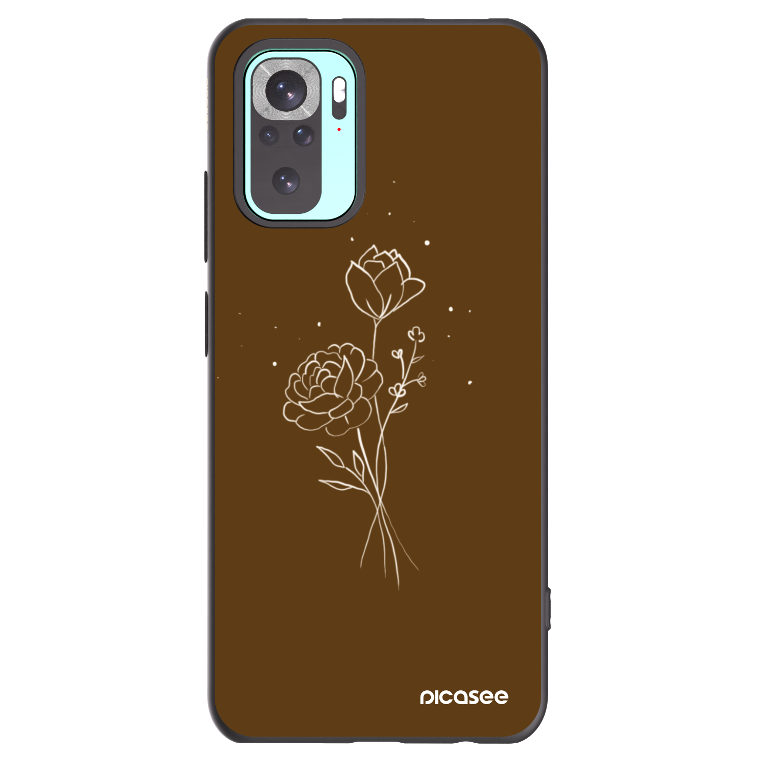 Picasee fekete szilikon tok az alábbi mobiltelefonokra Xiaomi Redmi Note 10 Pro - Brown flowers