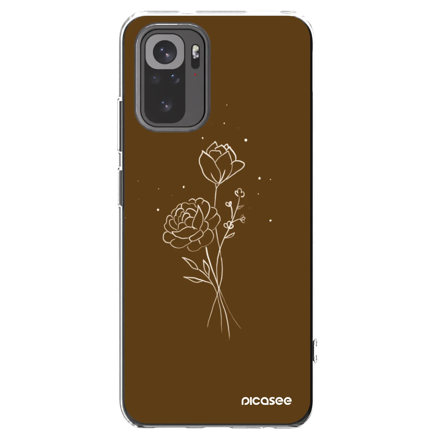 Picasee átlátszó szilikon tok az alábbi mobiltelefonokra Xiaomi Redmi Note 10S - Brown flowers