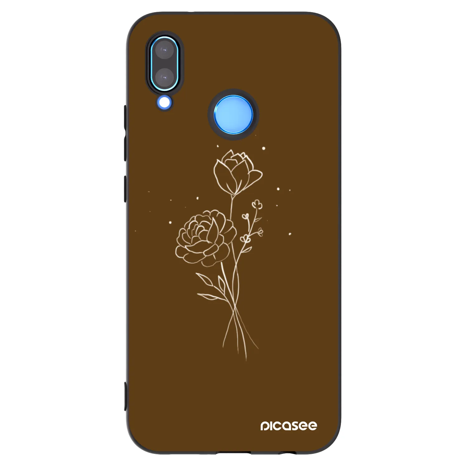 Picasee fekete szilikon tok az alábbi mobiltelefonokra Huawei P20 Lite - Brown flowers