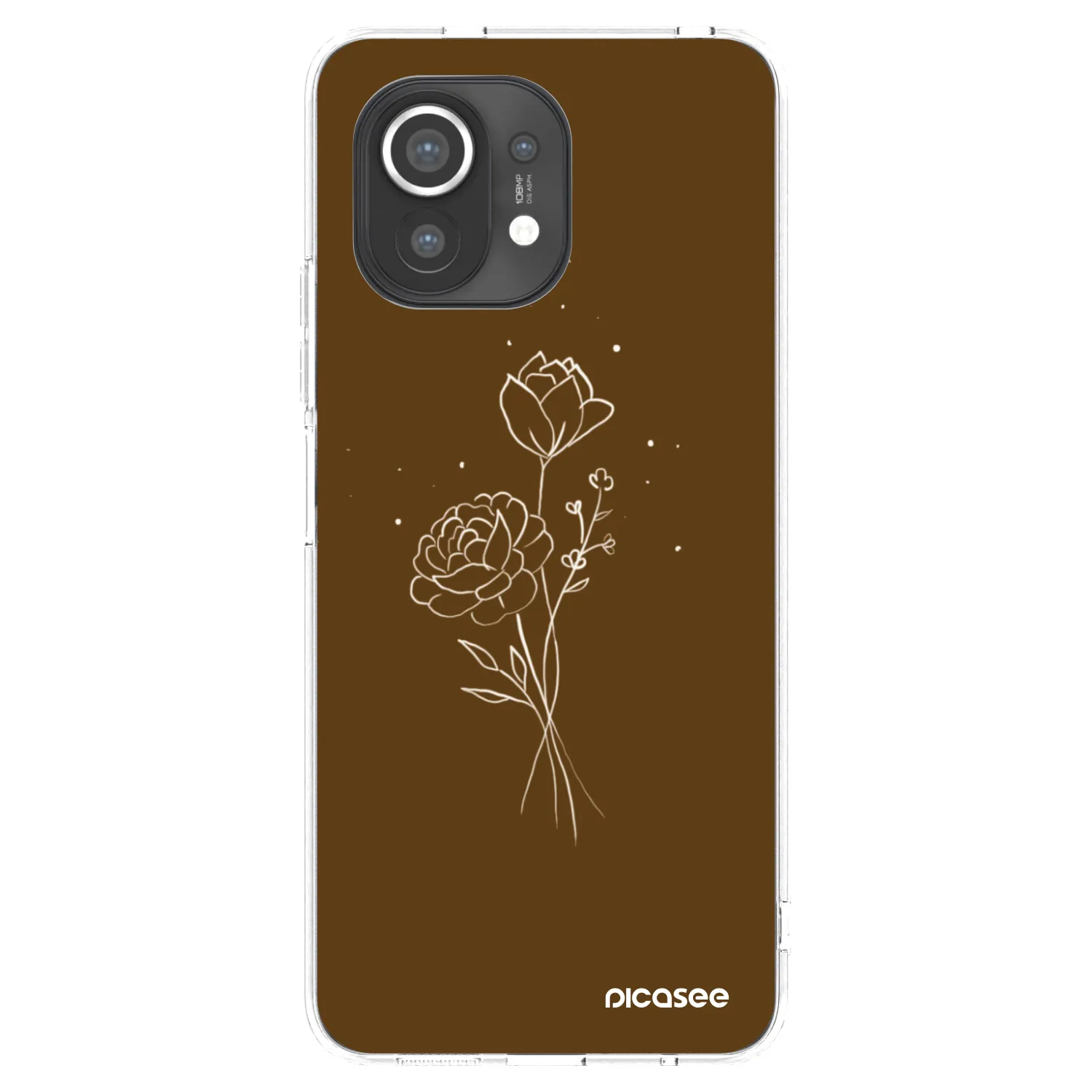 Picasee átlátszó szilikon tok az alábbi mobiltelefonokra Xiaomi Mi 11 - Brown flowers