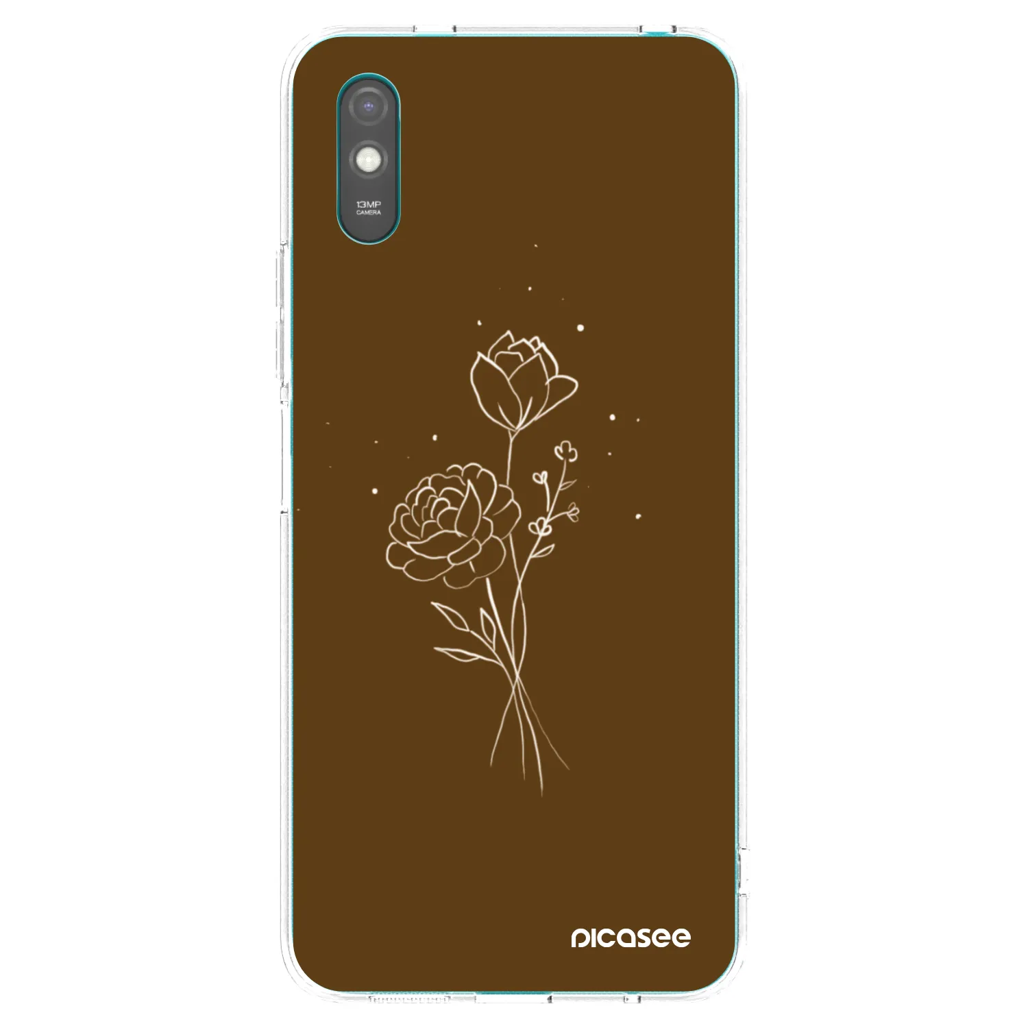 Picasee átlátszó szilikon tok az alábbi mobiltelefonokra Xiaomi Redmi 9AT - Brown flowers