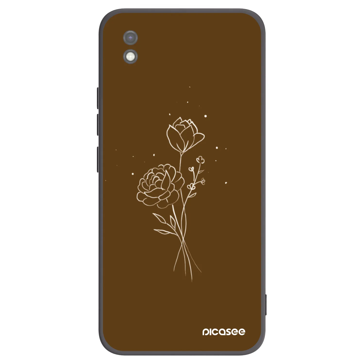 Picasee fekete szilikon tok az alábbi mobiltelefonokra Xiaomi Redmi 9AT - Brown flowers