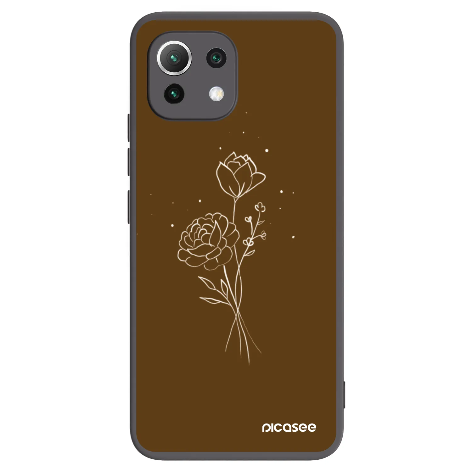 Picasee fekete szilikon tok az alábbi mobiltelefonokra Xiaomi Mi 11 Lite - Brown flowers