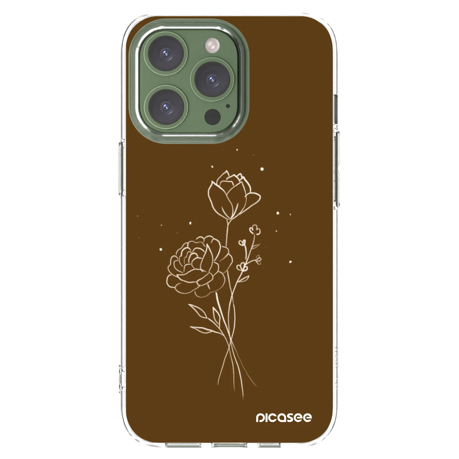 Picasee átlátszó szilikon tok az alábbi mobiltelefonokra Apple iPhone 13 Pro - Brown flowers