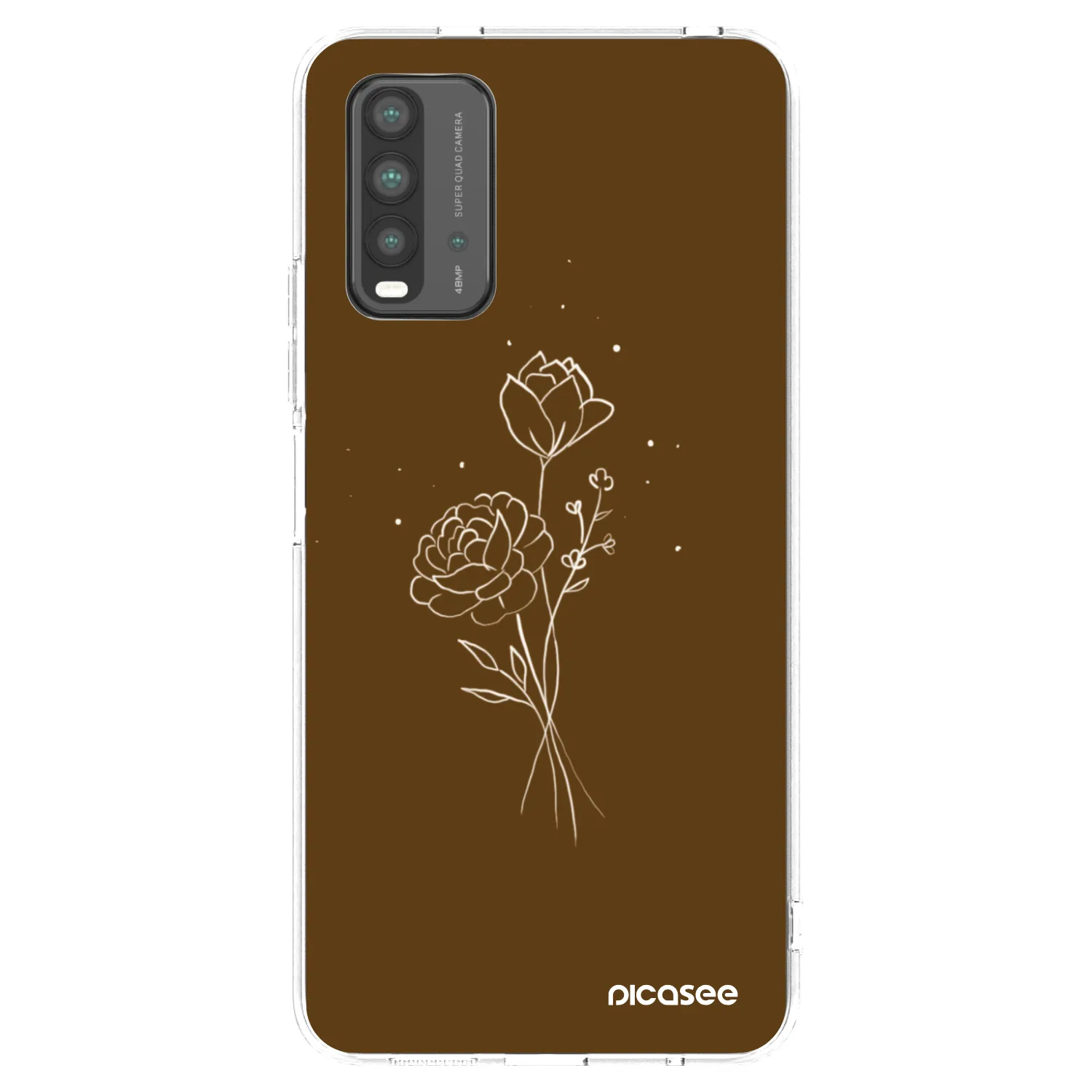 Picasee fekete szilikon tok az alábbi mobiltelefonokra Xiaomi Redmi 9T - Brown flowers
