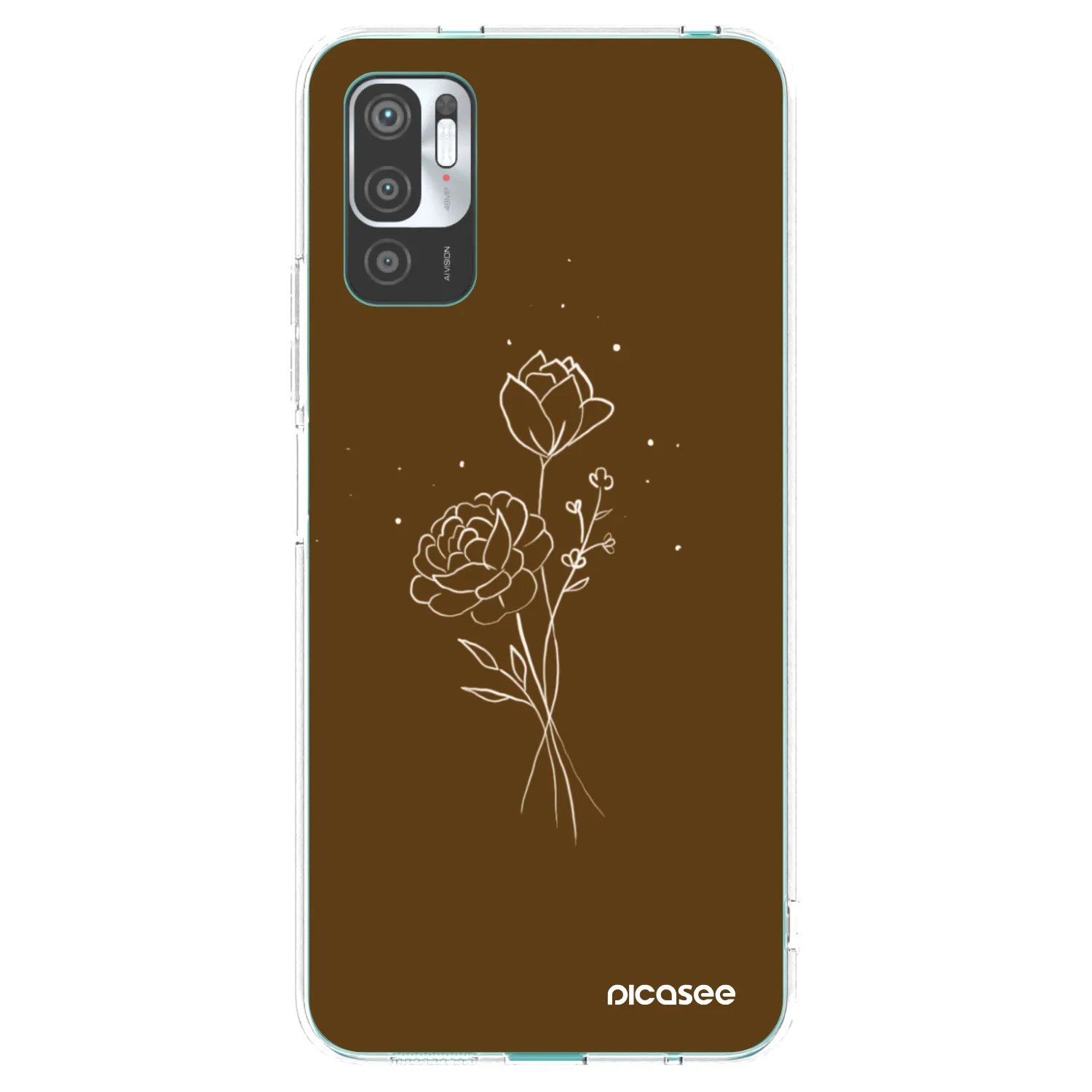 Picasee átlátszó szilikon tok az alábbi mobiltelefonokra Xiaomi Redmi Note 10 5G - Brown flowers