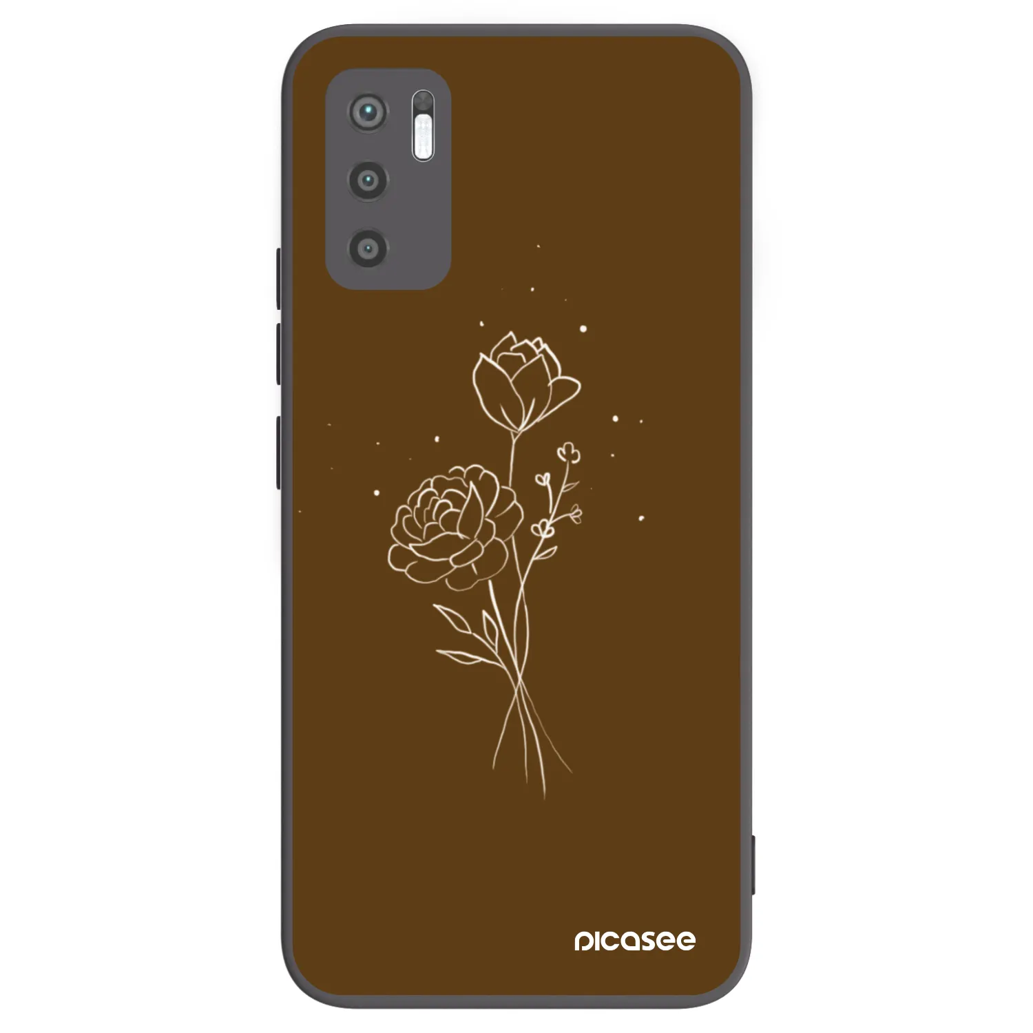 Picasee fekete szilikon tok az alábbi mobiltelefonokra Xiaomi Redmi Note 10 5G - Brown flowers