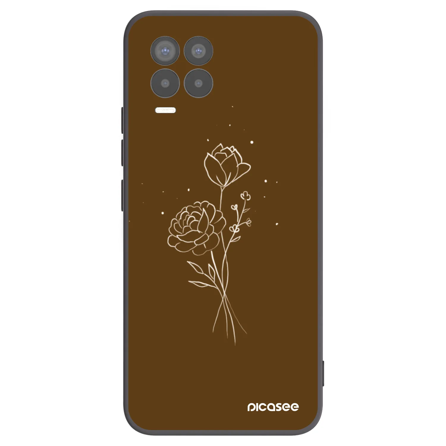 Picasee fekete szilikon tok az alábbi mobiltelefonokra Realme 8 Pro - Brown flowers