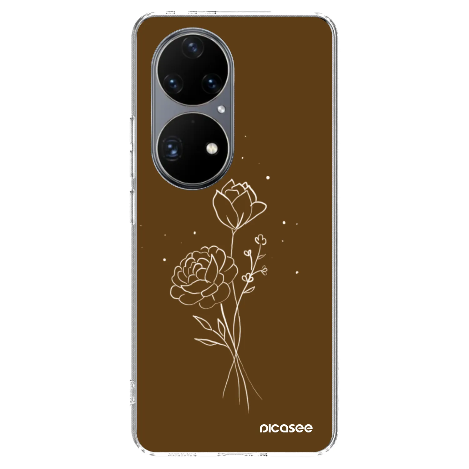 Picasee átlátszó szilikon tok az alábbi mobiltelefonokra Huawei P50 - Brown flowers
