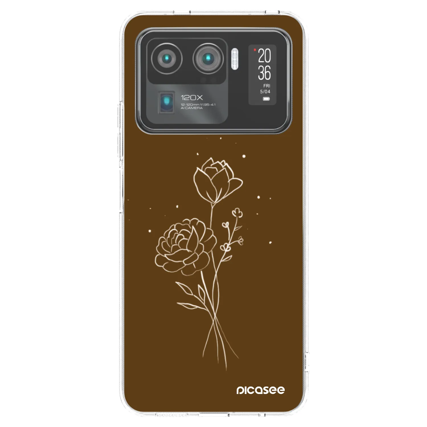 Picasee átlátszó szilikon tok az alábbi mobiltelefonokra Xiaomi Mi 11 Ultra - Brown flowers