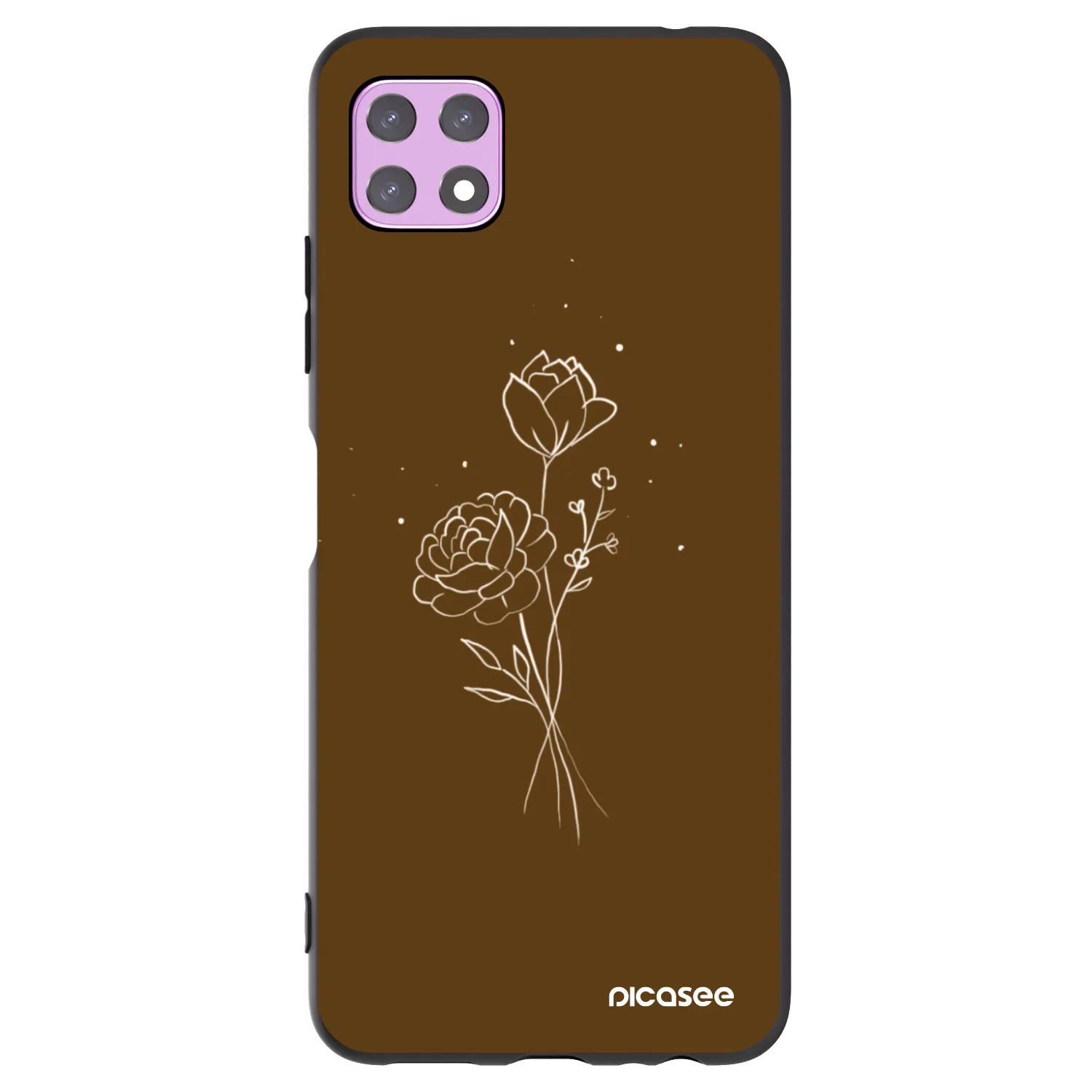 Picasee fekete szilikon tok az alábbi mobiltelefonokra Samsung Galaxy A22 A226B 5G - Brown flowers