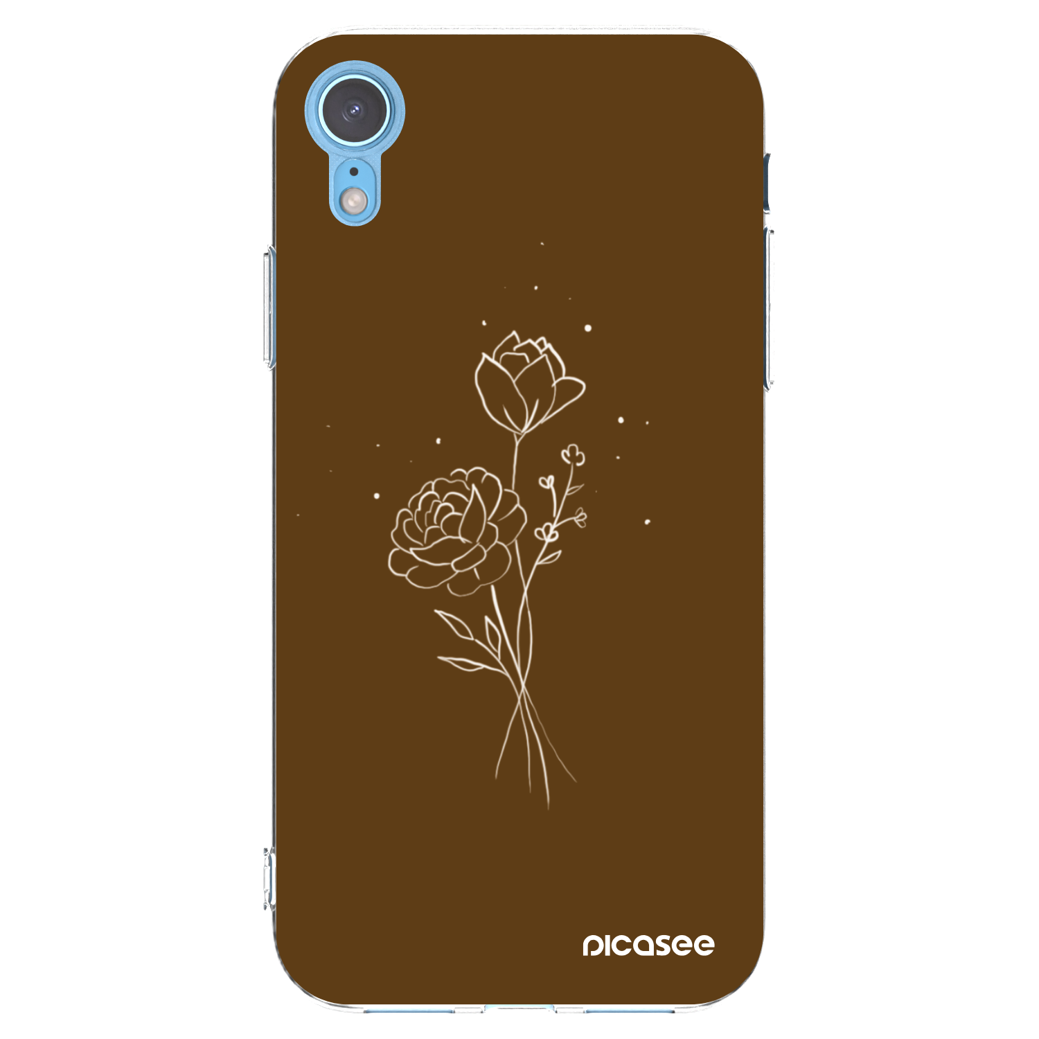 Picasee átlátszó szilikon tok az alábbi mobiltelefonokra Apple iPhone XR - Brown flowers