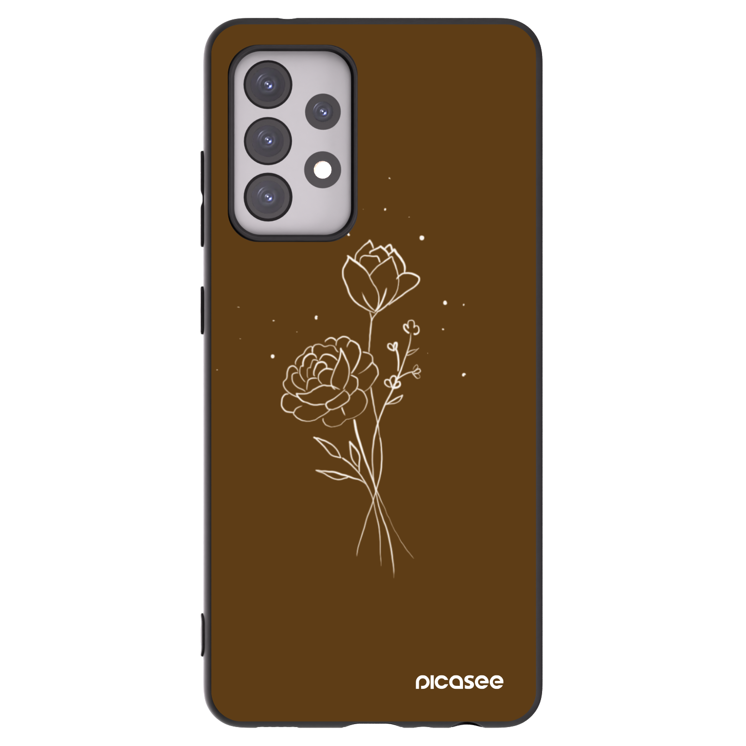 Picasee fekete szilikon tok az alábbi mobiltelefonokra Samsung Galaxy A52s 5G A528B - Brown flowers