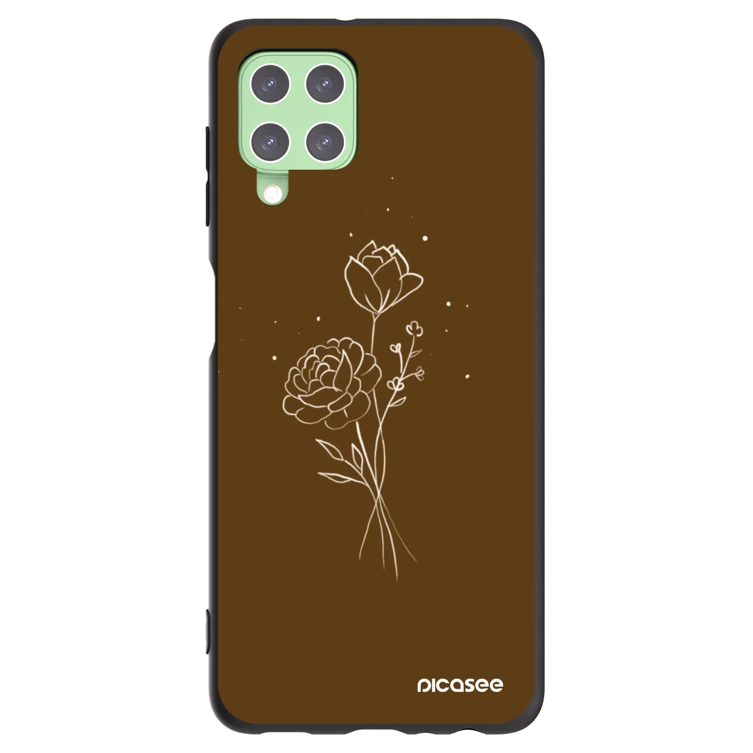 Picasee fekete szilikon tok az alábbi mobiltelefonokra Samsung Galaxy A22 A225F 4G - Brown flowers
