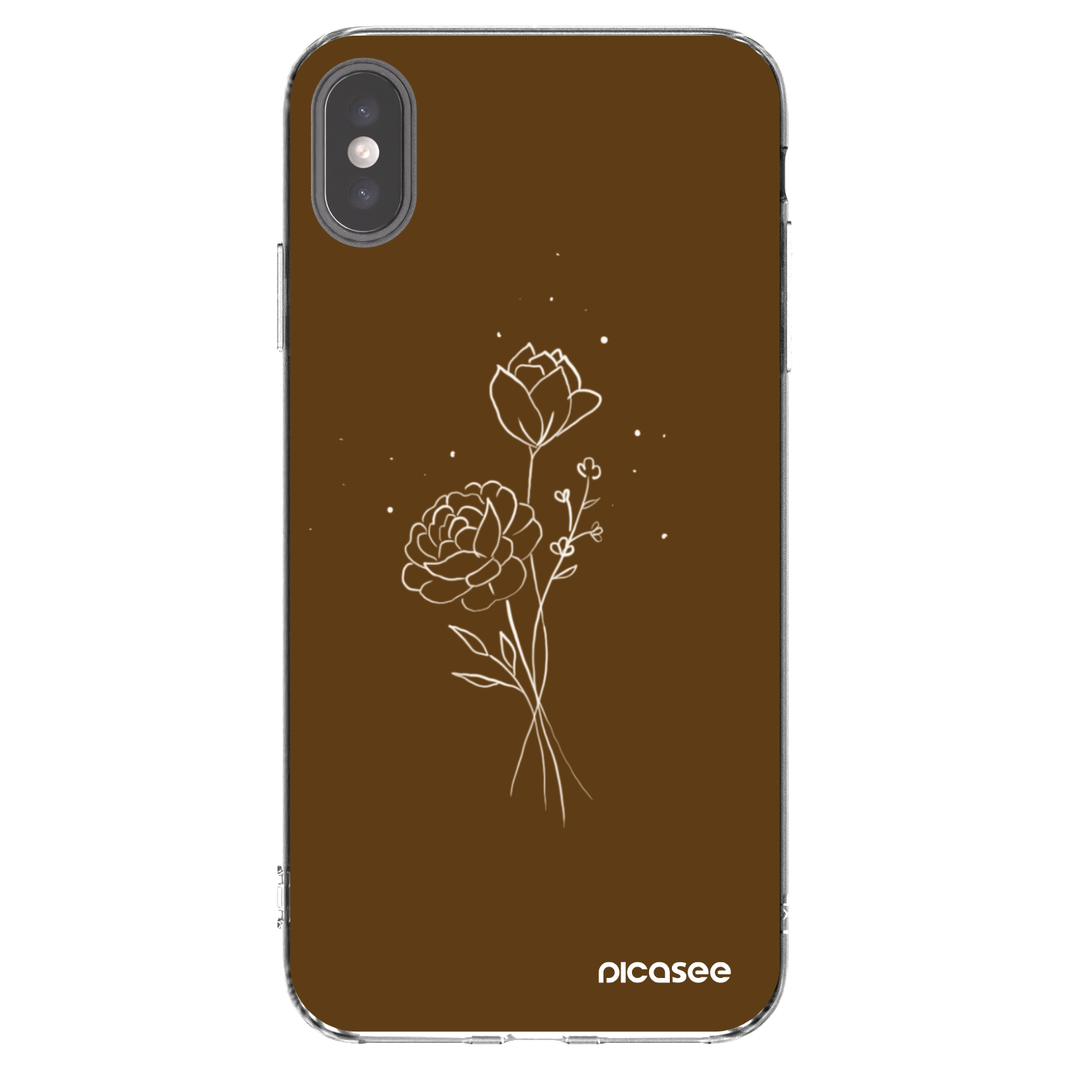 Picasee átlátszó szilikon tok az alábbi mobiltelefonokra Apple iPhone XS Max - Brown flowers