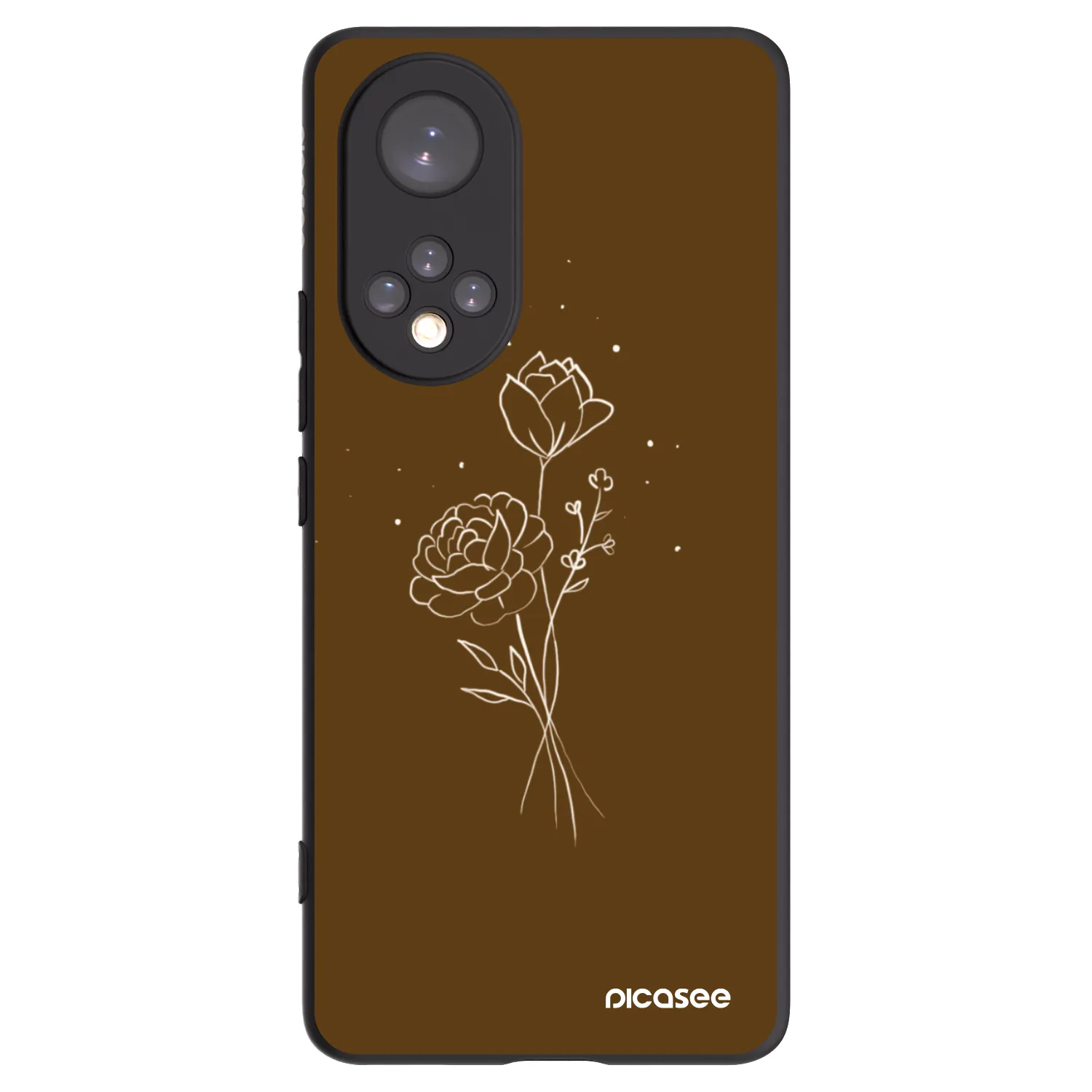 Picasee fekete szilikon tok az alábbi mobiltelefonokra Honor 50 5G - Brown flowers