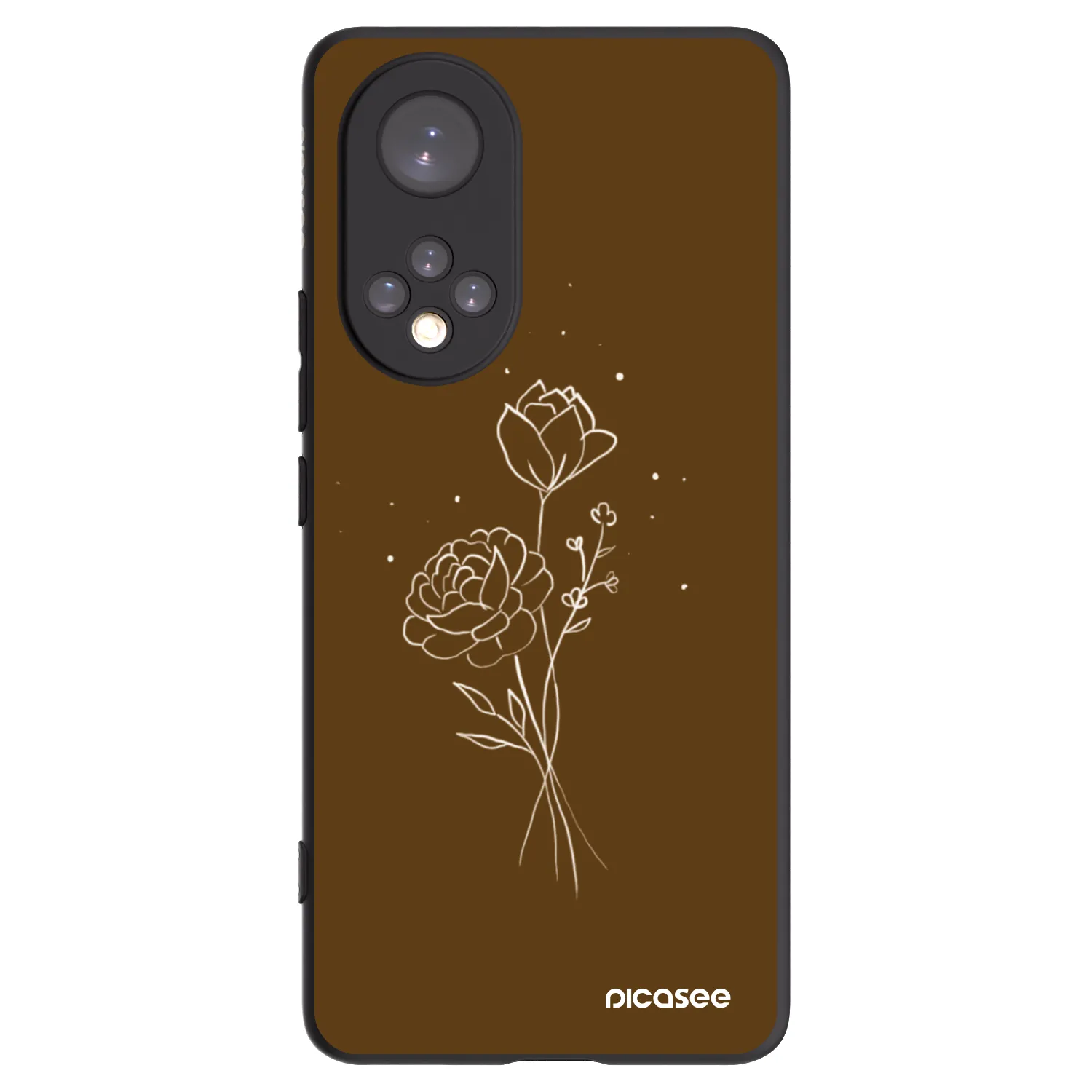Picasee fekete szilikon tok az alábbi mobiltelefonokra Huawei Nova 9 - Brown flowers
