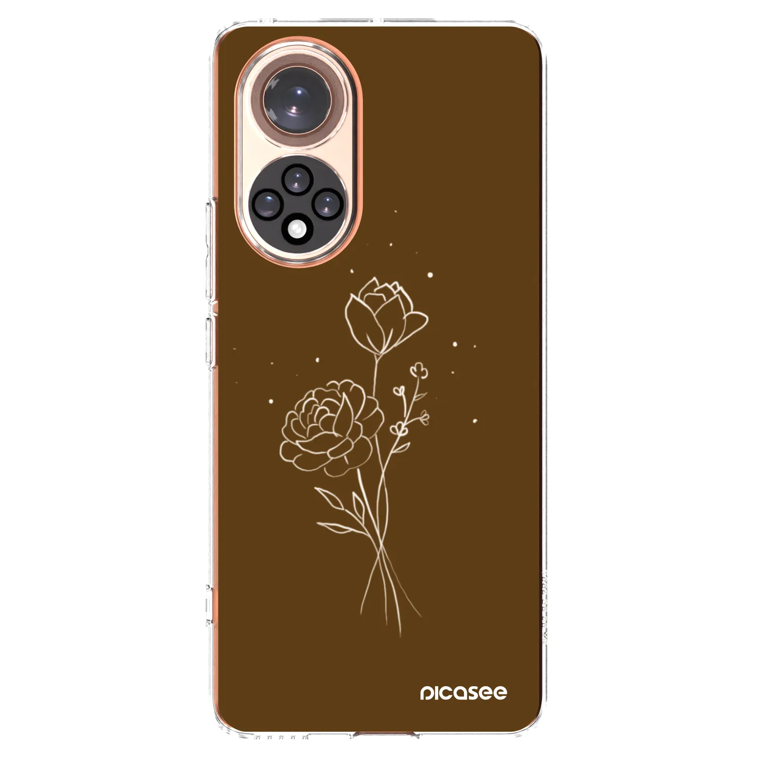 Picasee átlátszó szilikon tok az alábbi mobiltelefonokra Huawei Nova 9 - Brown flowers