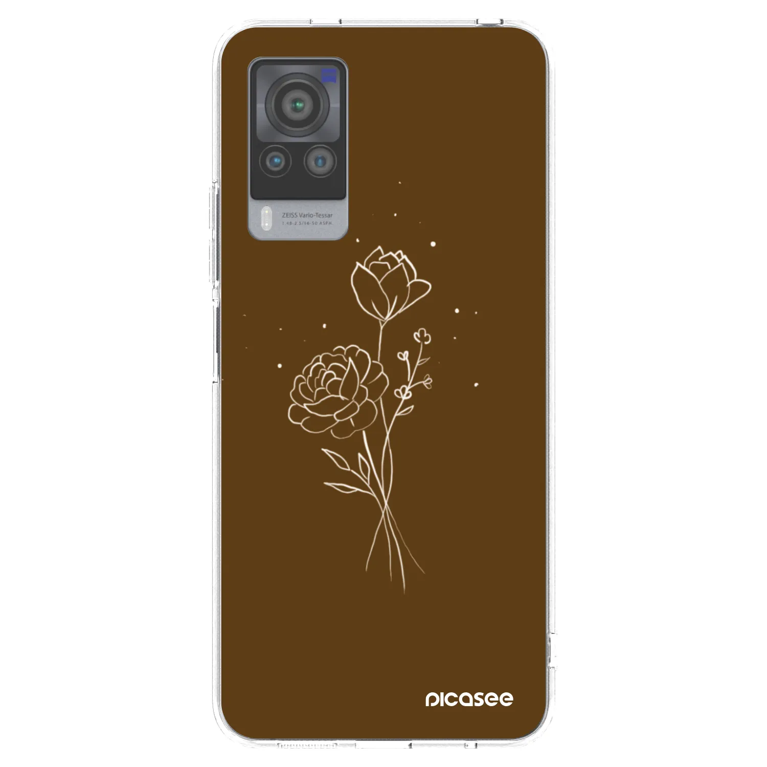 Picasee átlátszó szilikon tok az alábbi mobiltelefonokra Vivo X60 Pro 5G - Brown flowers
