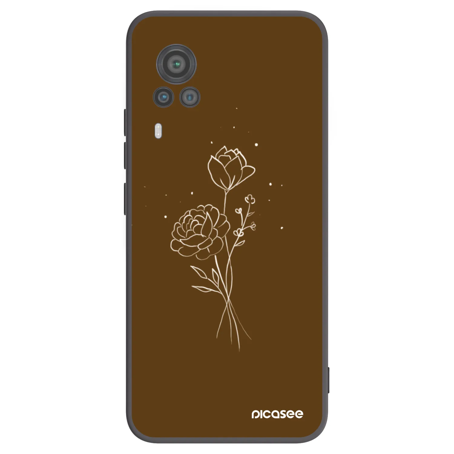 Picasee fekete szilikon tok az alábbi mobiltelefonokra Vivo X60 Pro 5G - Brown flowers