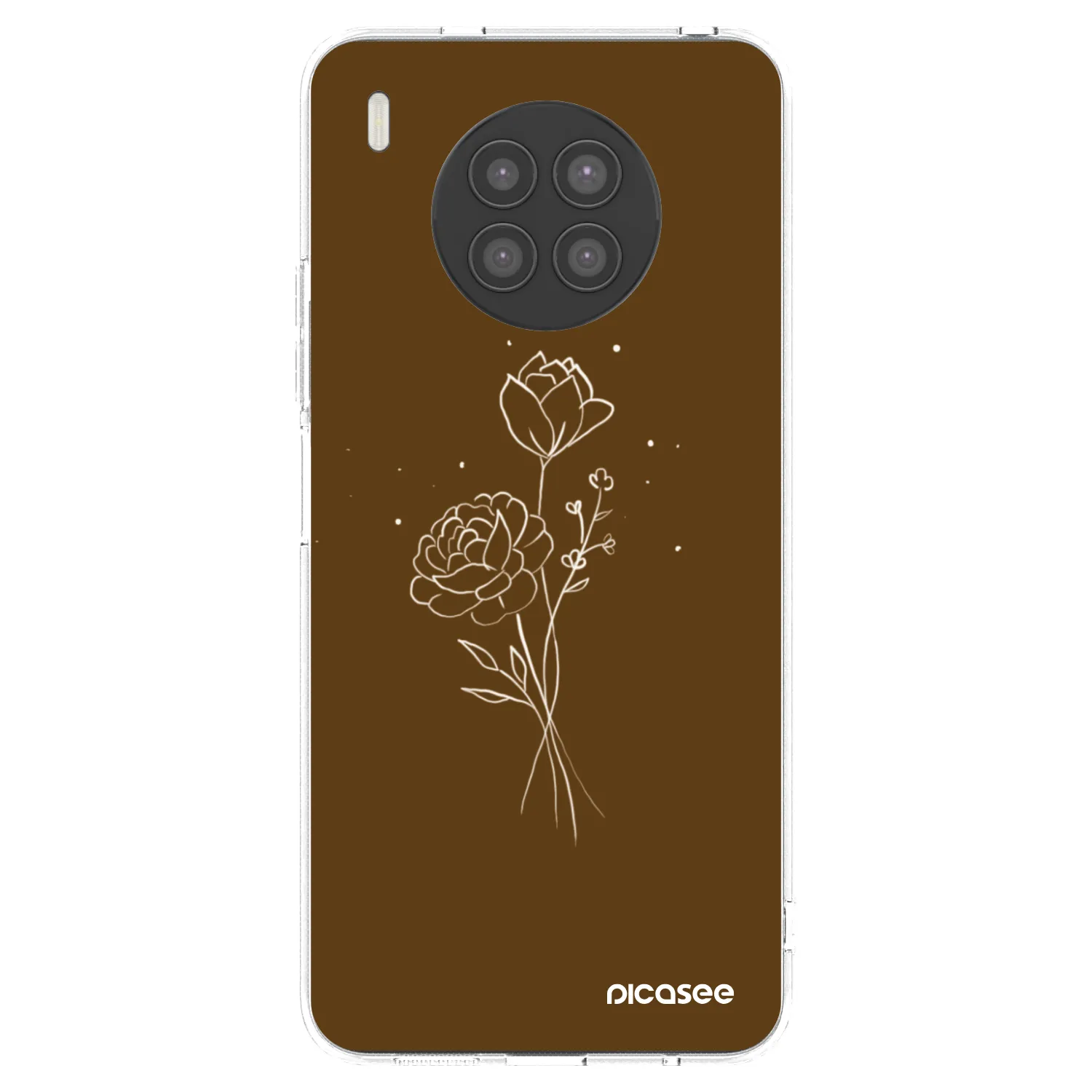 Picasee átlátszó szilikon tok az alábbi mobiltelefonokra Huawei Nova 8i - Brown flowers