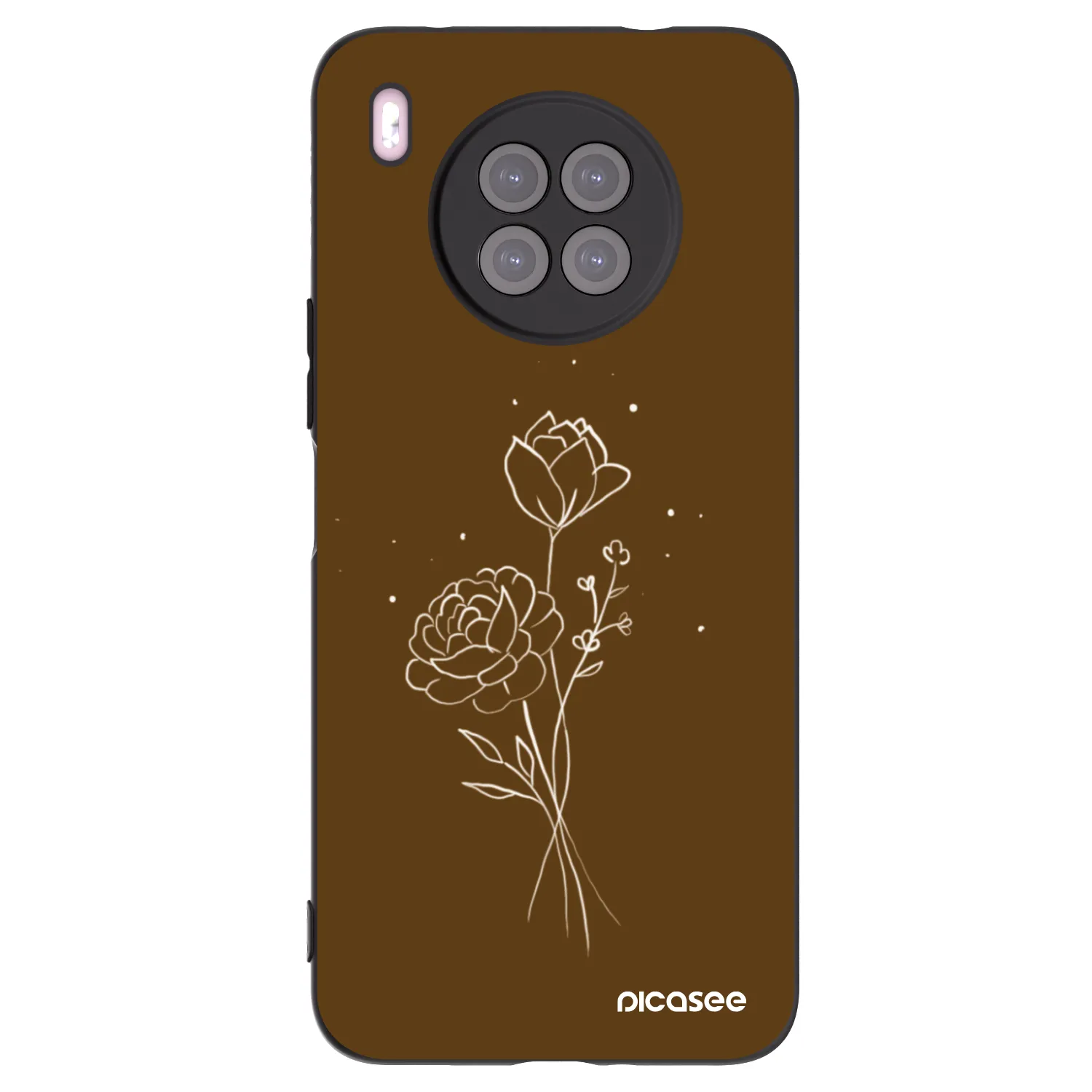 Picasee fekete szilikon tok az alábbi mobiltelefonokra Huawei Nova 8i - Brown flowers