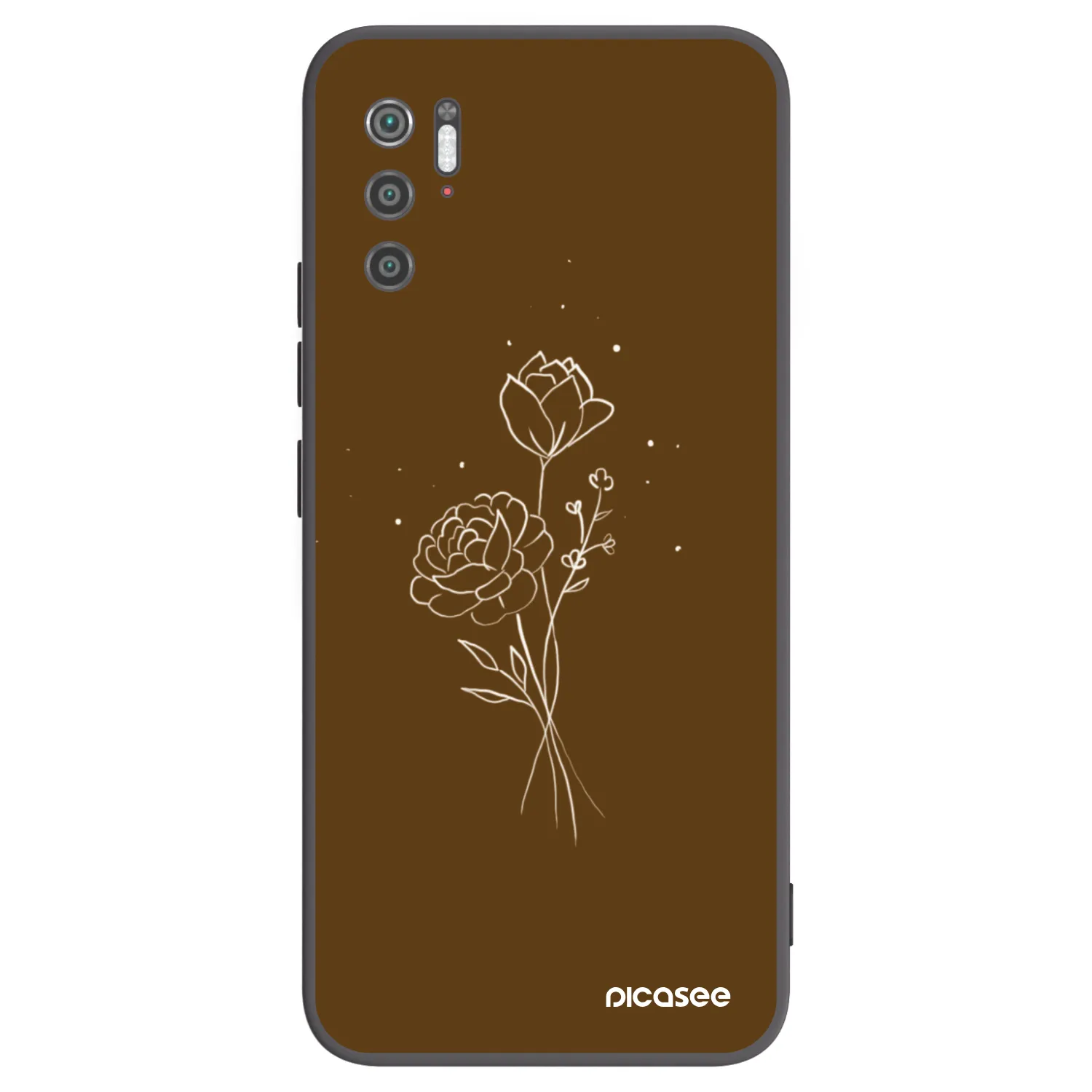 Picasee fekete szilikon tok az alábbi mobiltelefonokra Xiaomi Poco M3 Pro 5G - Brown flowers