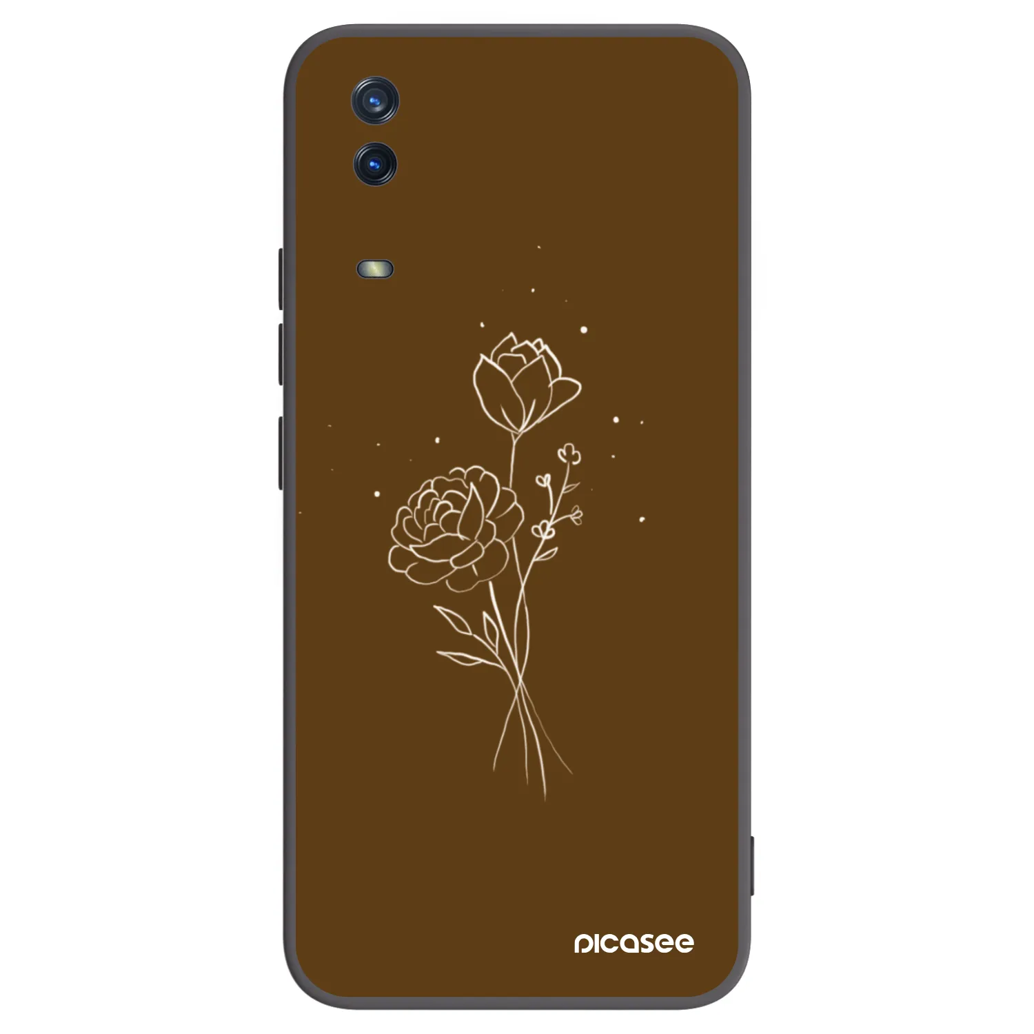 Picasee fekete szilikon tok az alábbi mobiltelefonokra Vivo Y11s - Brown flowers