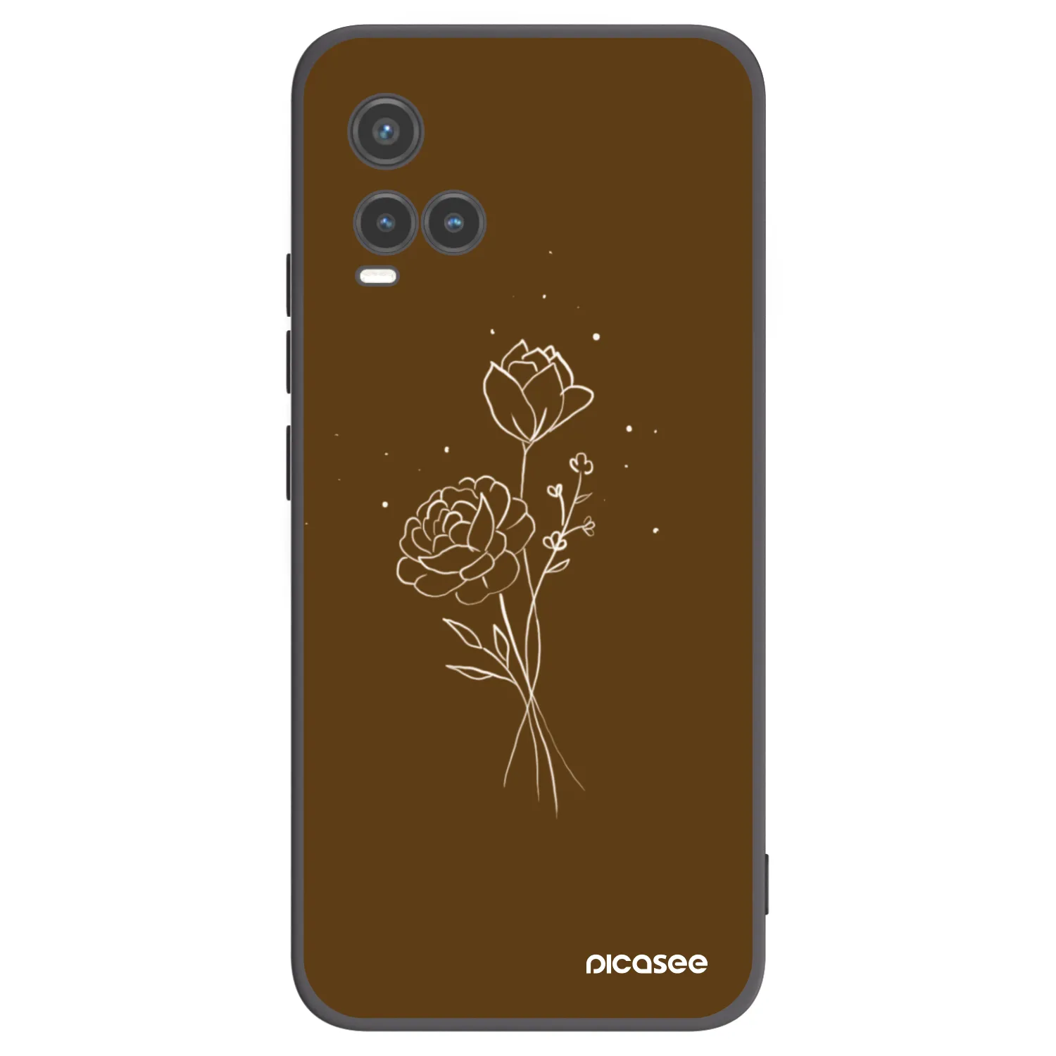 Picasee fekete szilikon tok az alábbi mobiltelefonokra Vivo Y33s - Brown flowers