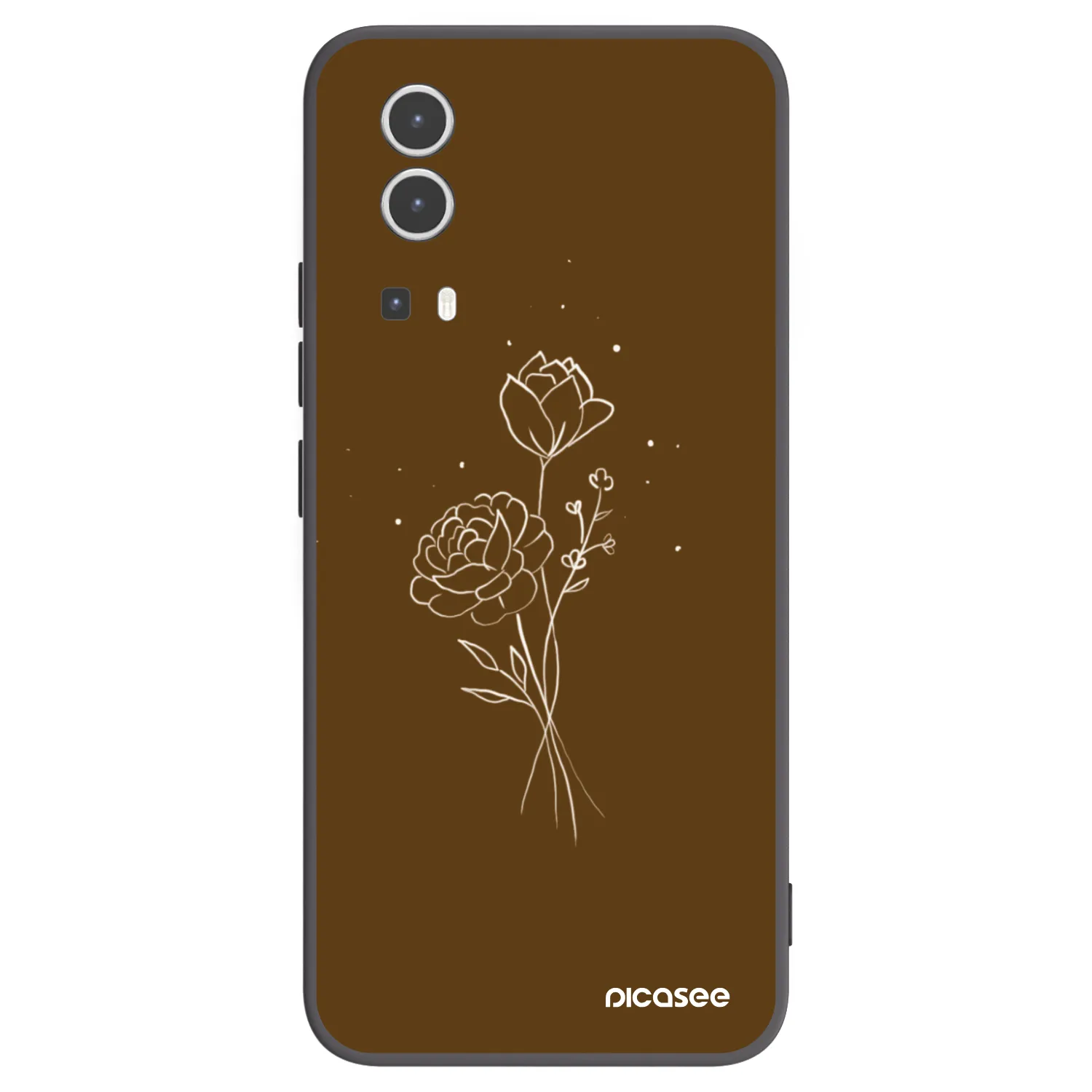 Picasee fekete szilikon tok az alábbi mobiltelefonokra Vivo Y72 5G - Brown flowers