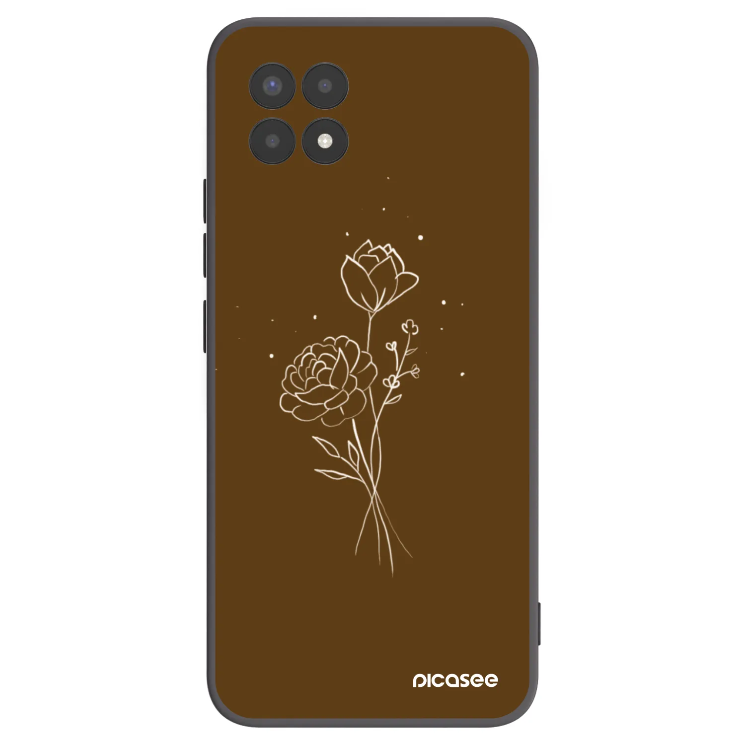 Picasee fekete szilikon tok az alábbi mobiltelefonokra Realme 8i - Brown flowers