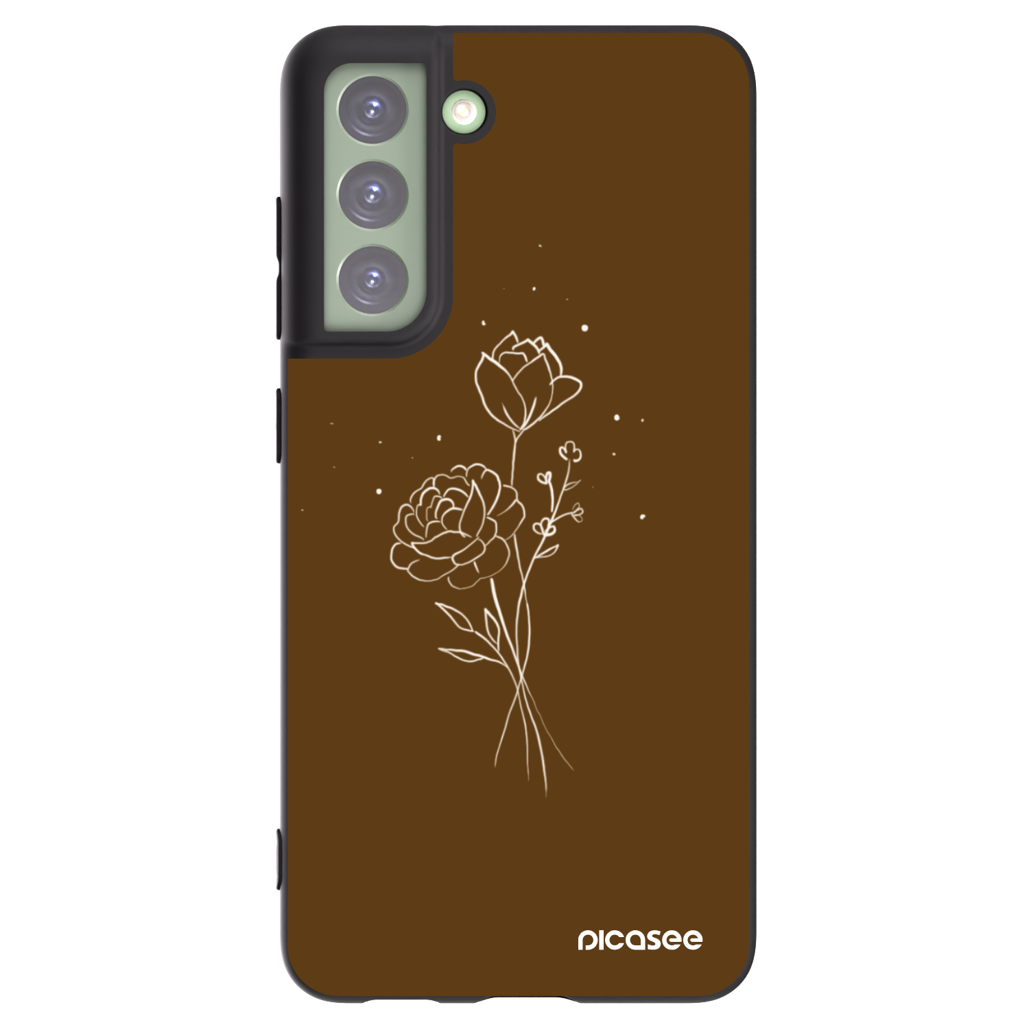 Picasee fekete szilikon tok az alábbi mobiltelefonokra Samsung Galaxy S21 FE 5G - Brown flowers
