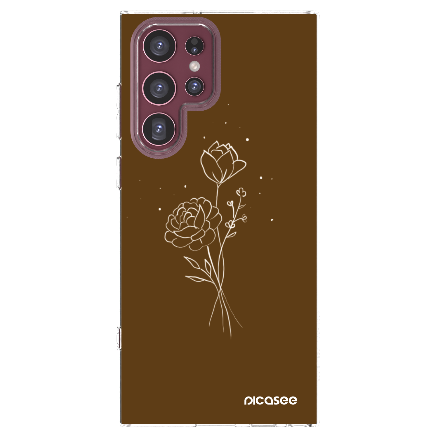 Picasee átlátszó szilikon tok az alábbi mobiltelefonokra Samsung Galaxy S22 Ultra 5G - Brown flowers