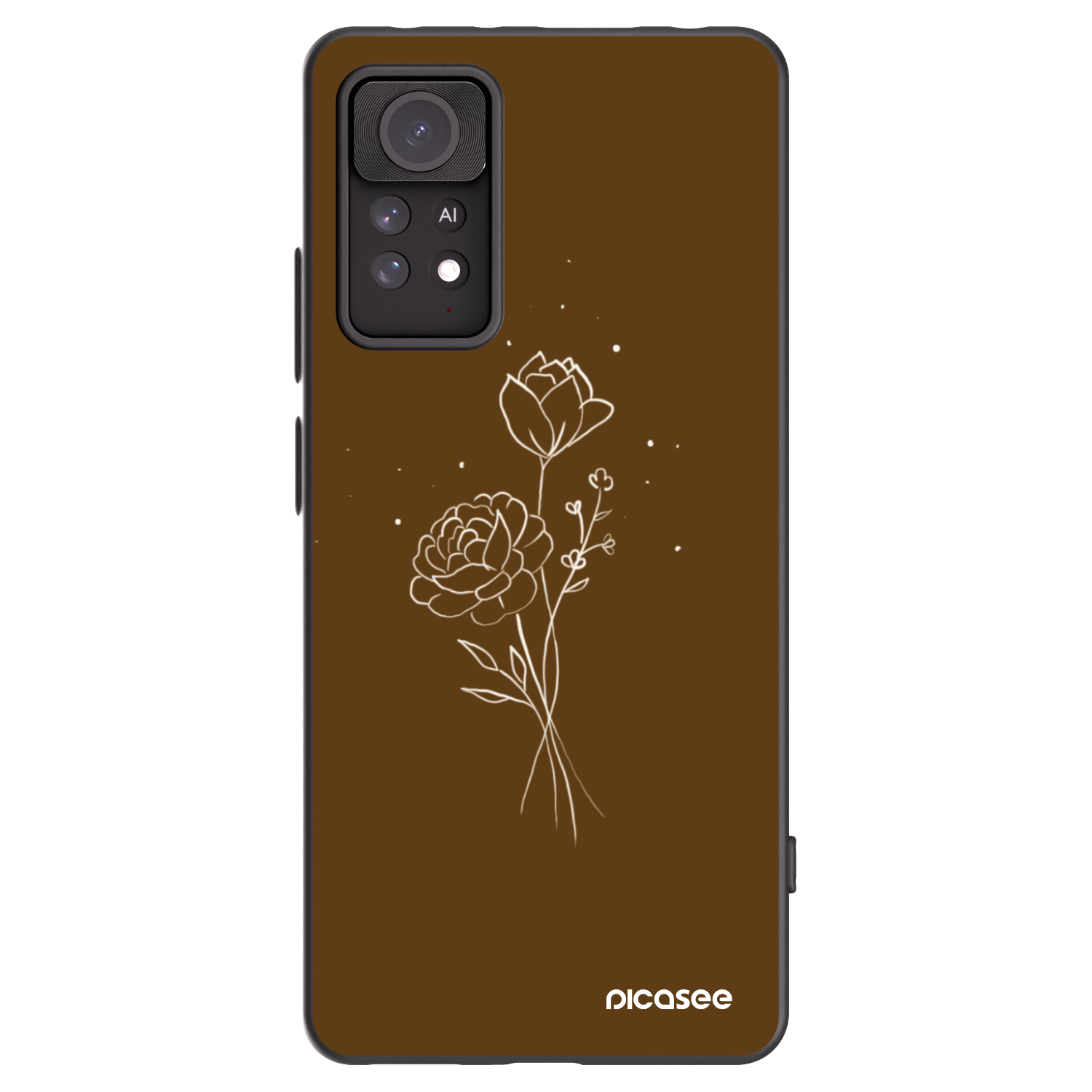 Picasee fekete szilikon tok az alábbi mobiltelefonokra Xiaomi Redmi Note 11 Pro - Brown flowers