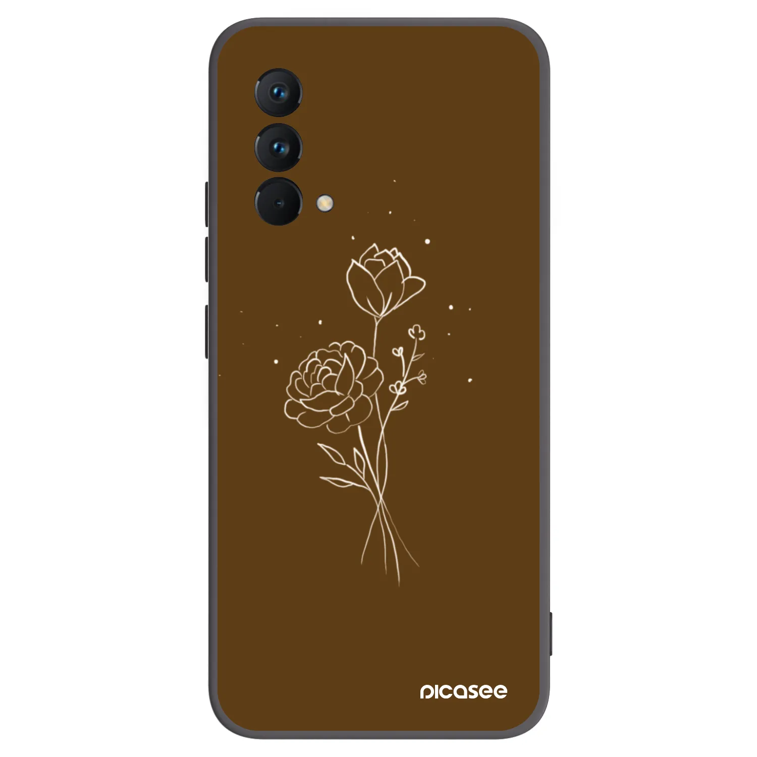 Picasee fekete szilikon tok az alábbi mobiltelefonokra Realme GT Master Edition 5G - Brown flowers