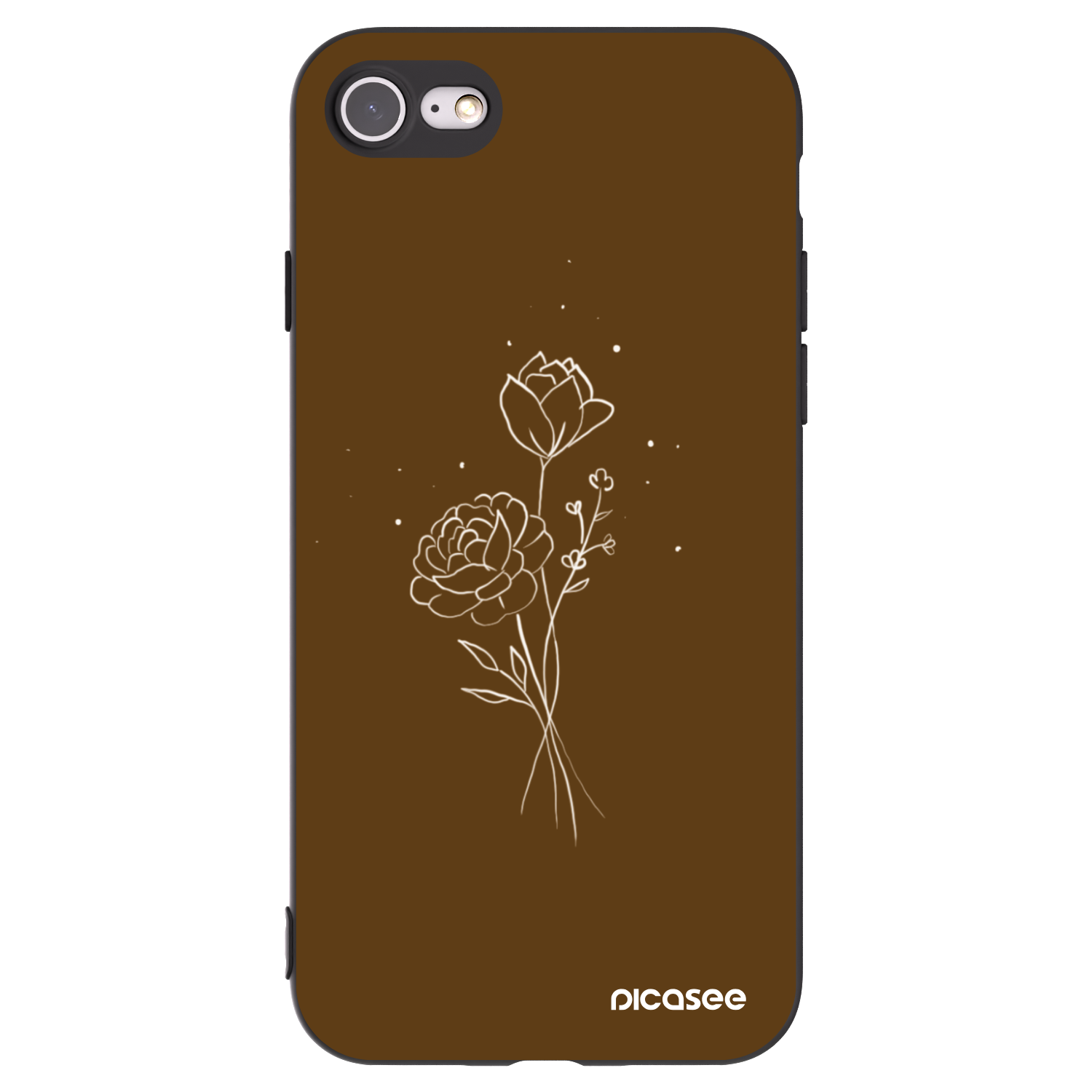 Picasee fekete szilikon tok az alábbi mobiltelefonokra Apple iPhone SE 2022 - Brown flowers