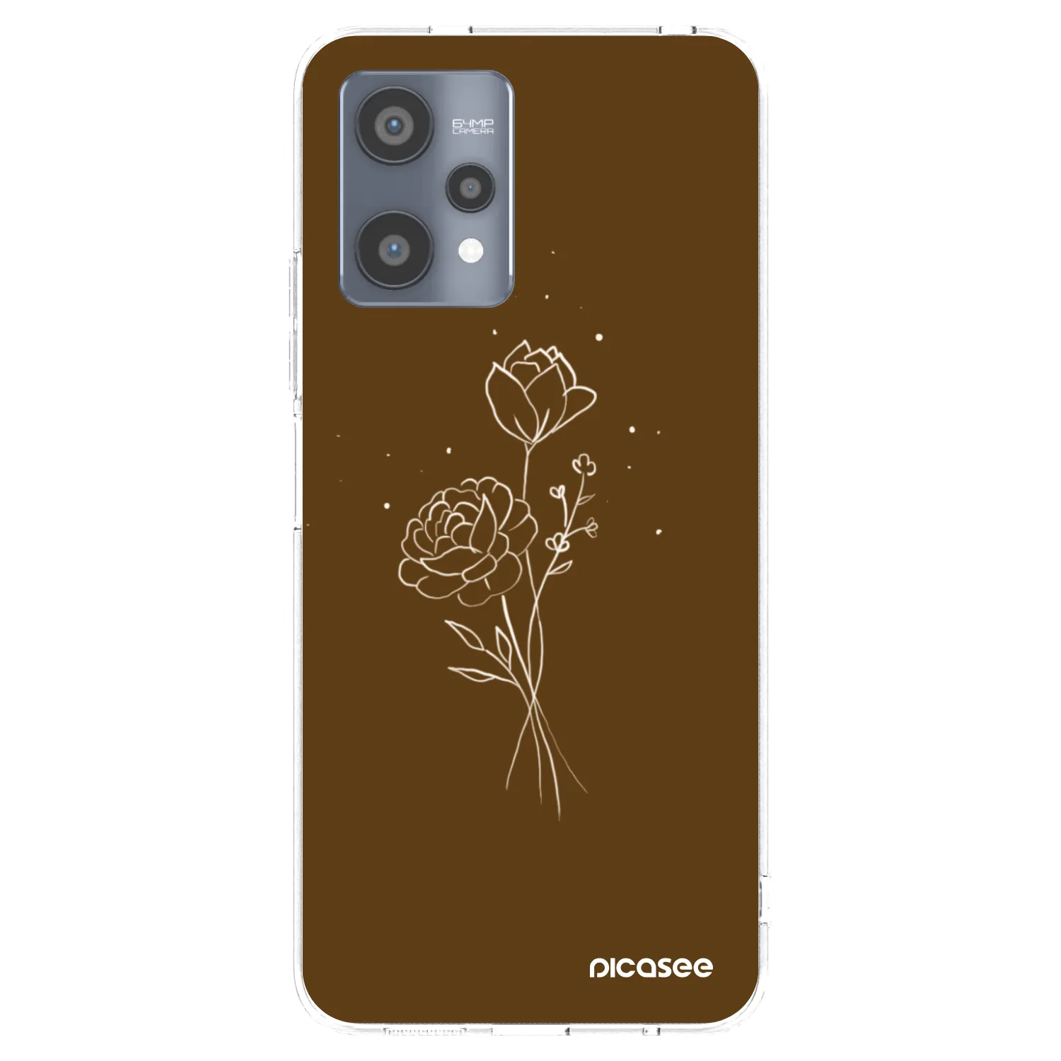 Picasee átlátszó szilikon tok az alábbi mobiltelefonokra Realme 9 Pro 5G - Brown flowers