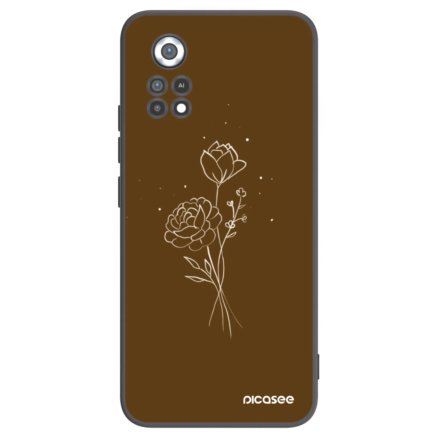 Picasee fekete szilikon tok az alábbi mobiltelefonokra Xiaomi Poco X4 Pro 5G - Brown flowers