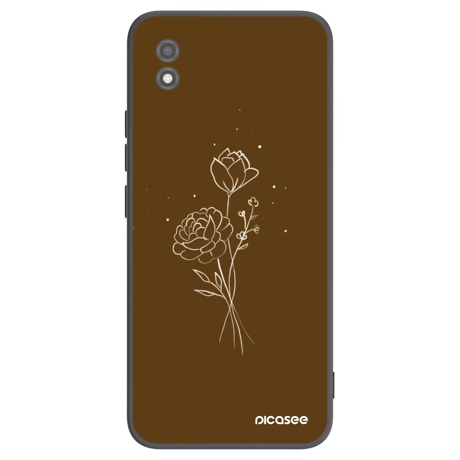 Picasee fekete szilikon tok az alábbi mobiltelefonokra Realme C11 (2021) - Brown flowers