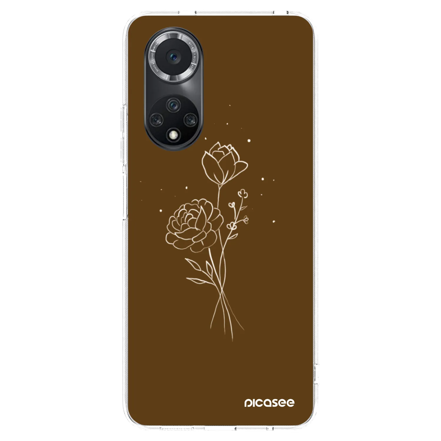 Picasee átlátszó szilikon tok az alábbi mobiltelefonokra Huawei Nova 9 SE - Brown flowers